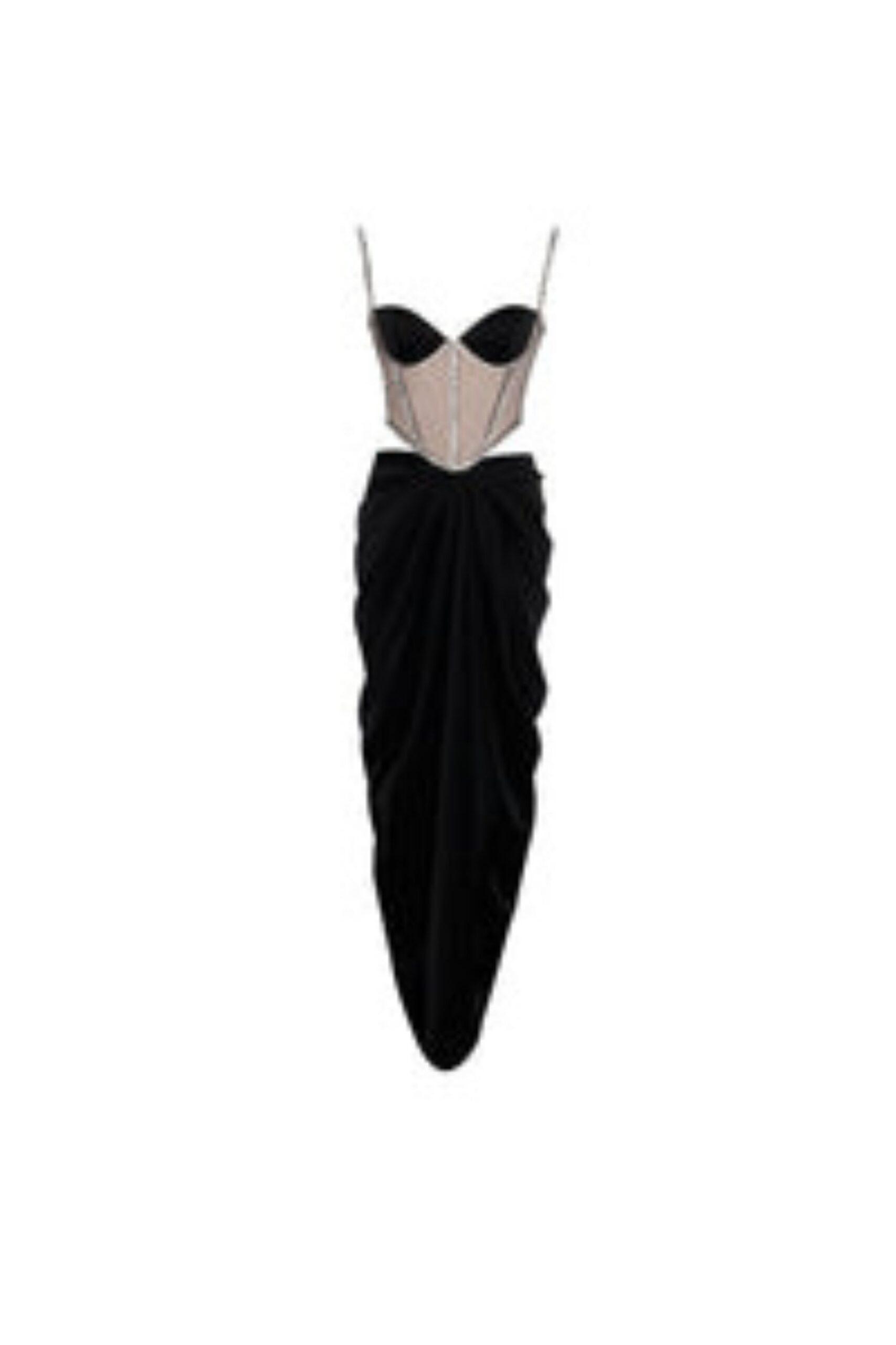 BLACK SATIN CRYSTAL CORSET DRESS FOR EVENING