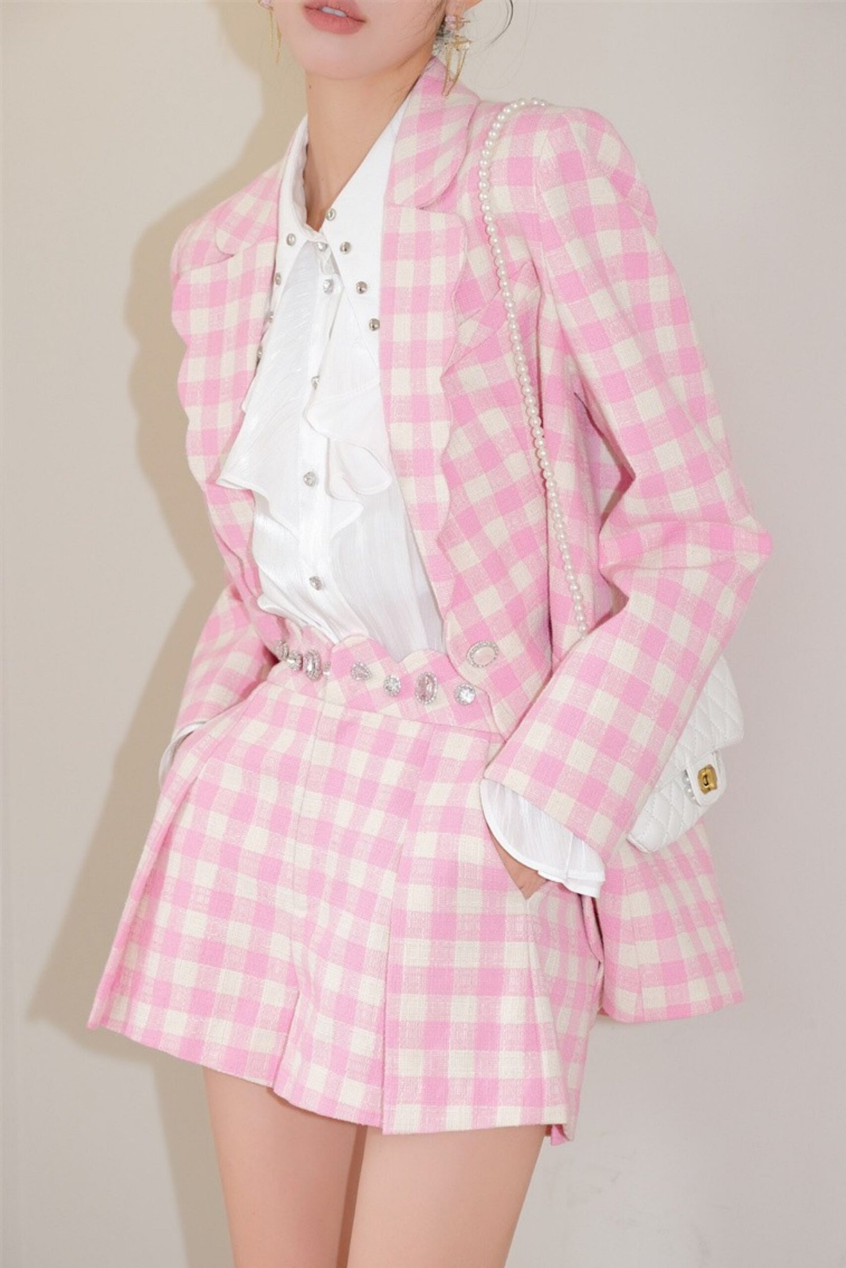 PINK TWEED MINI DRESS FOR PARTY