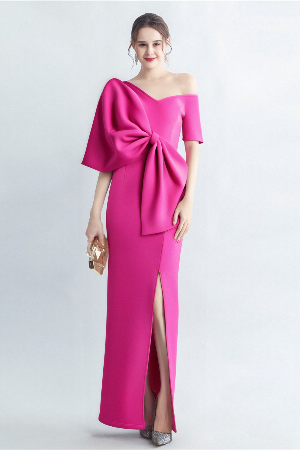 PINK BOW-KNOT MIDI DRESS, COCKTAIL PARTY