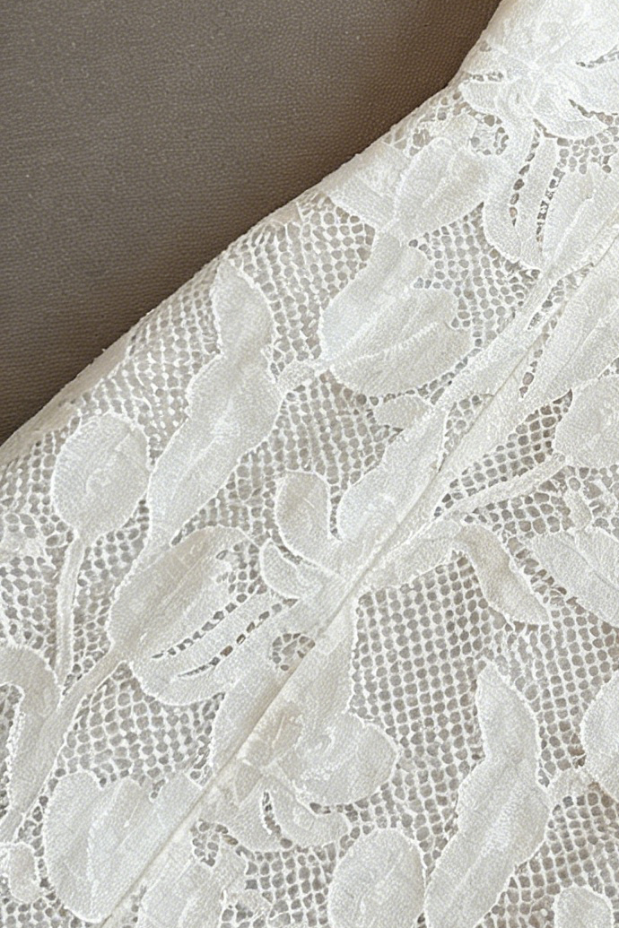 WHITE LACE COLD-SHOULDER MIDI DRESS WITH 3D ROSES
