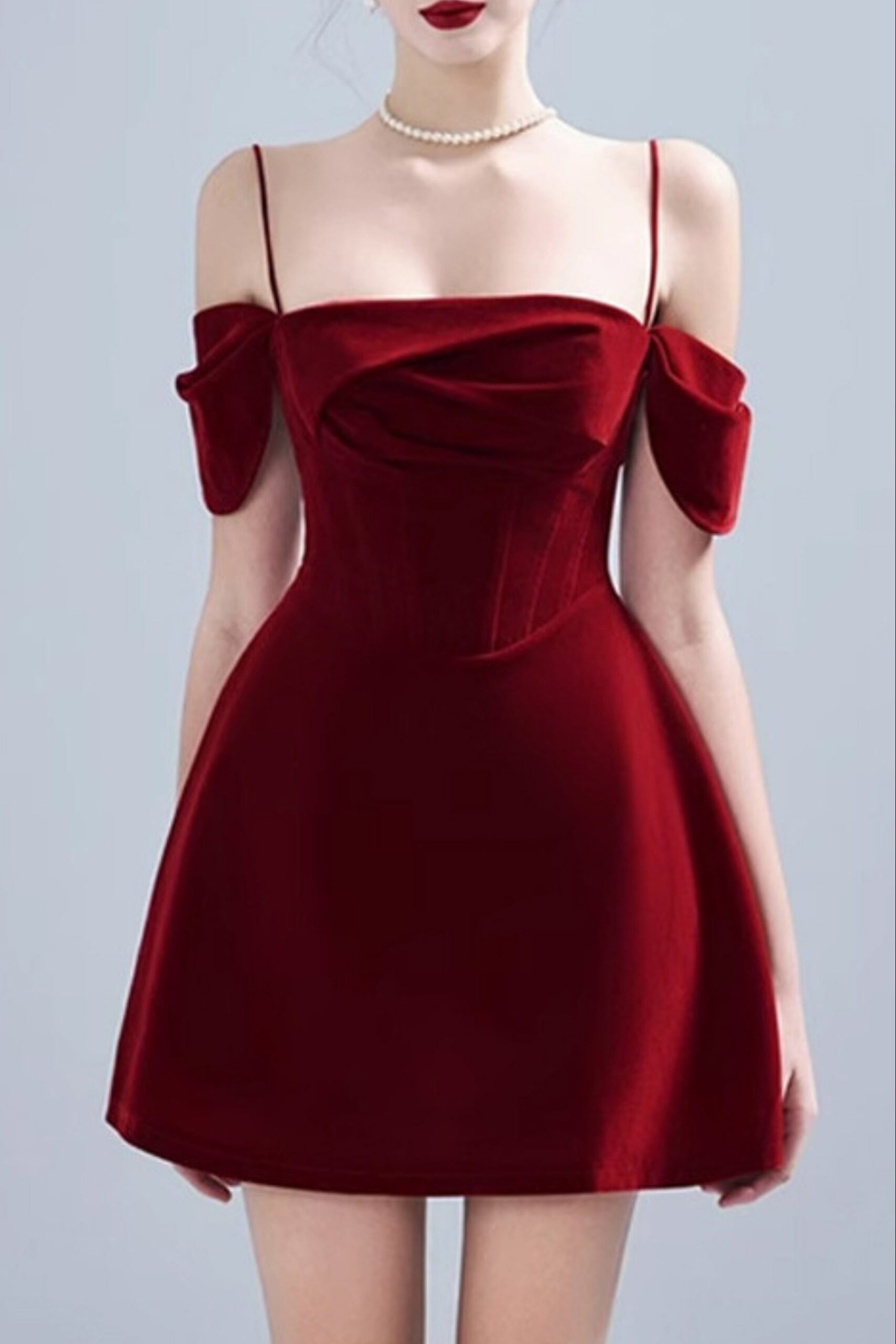 VELVET STRAP MINI DRESS, CLARET, COCKTAIL PARTY