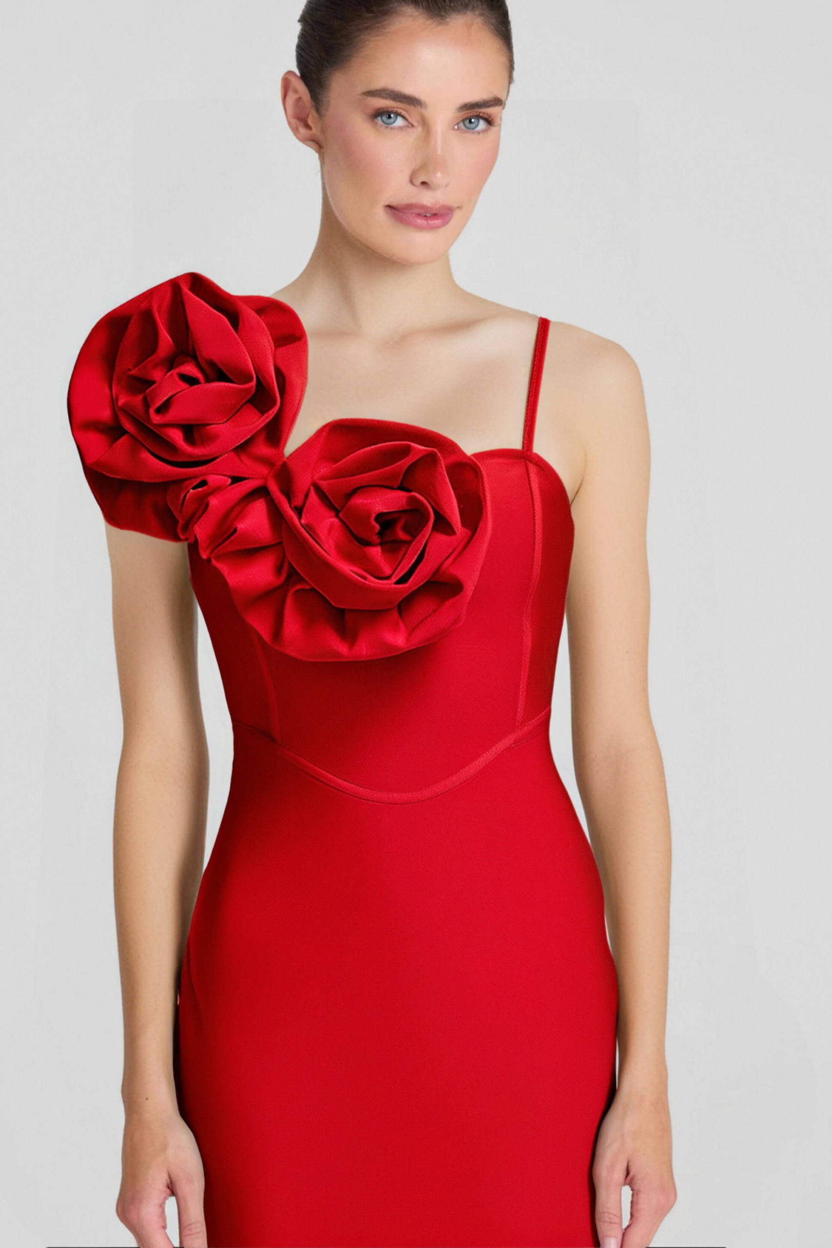 BIG FLORAL BANDAGE MIDI DRESS