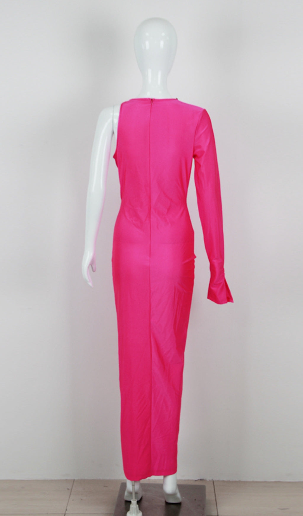 CRYSTAL FLOWER CUTOUT RUCHED COCKTAIL DRESS