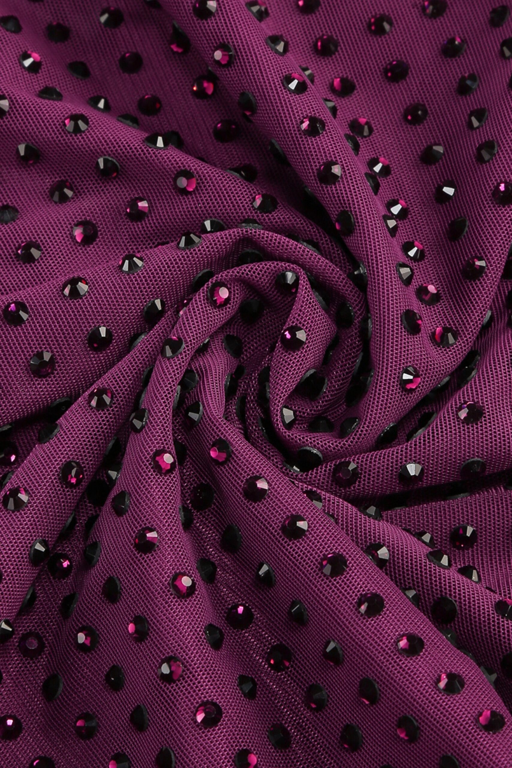 PURPLE BANDAGE MINI DRESS WITH EMBELLISHED DETAILS