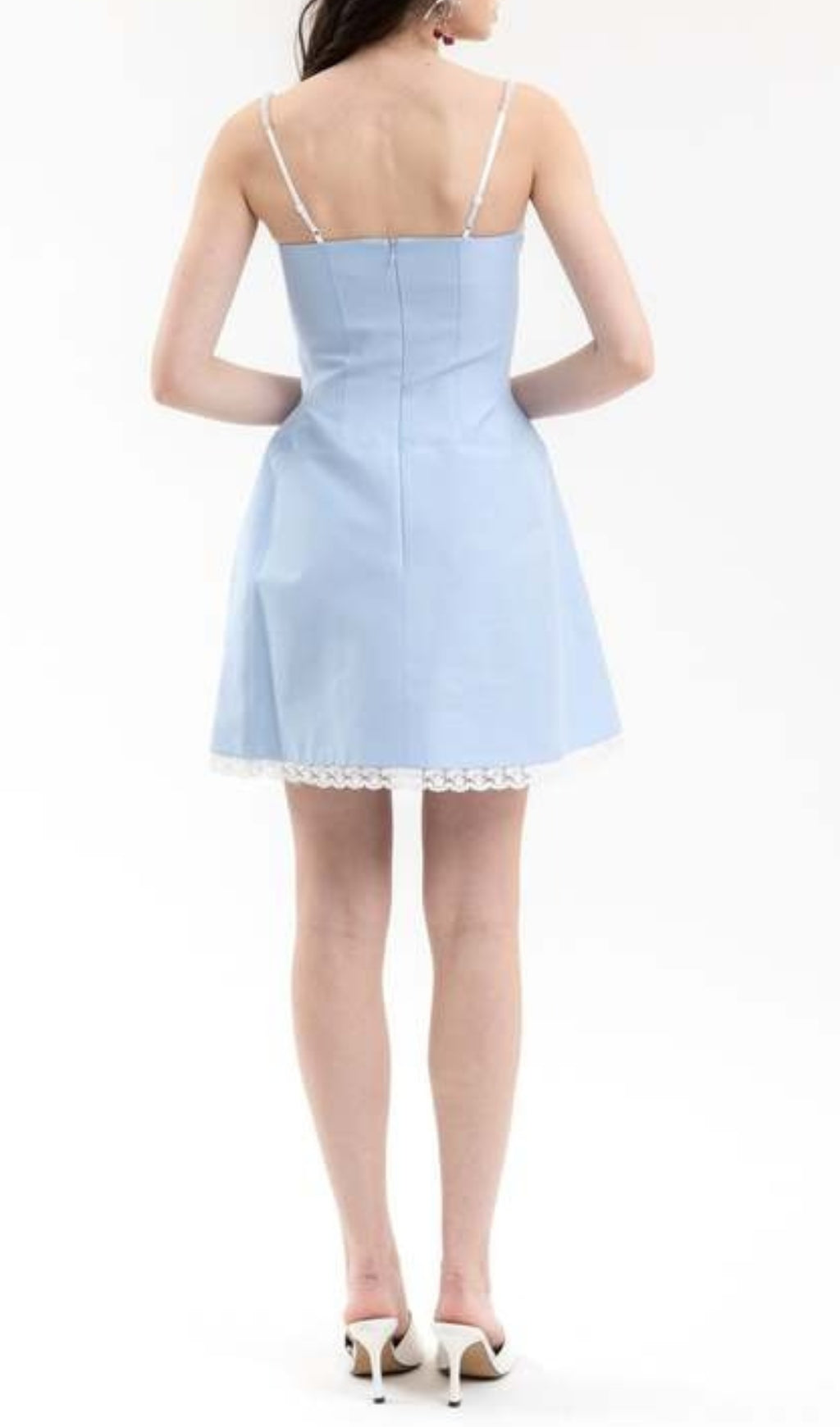 BLUE LACE SLIP MINI DRESS FOR PARTY