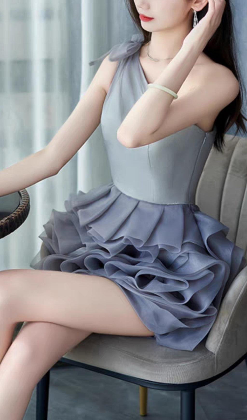 4_d198f6d2-d19e-44bd-95e9-65ea6e375102 ONE SHOULDER MESH MINI DRESS GREY PARTY