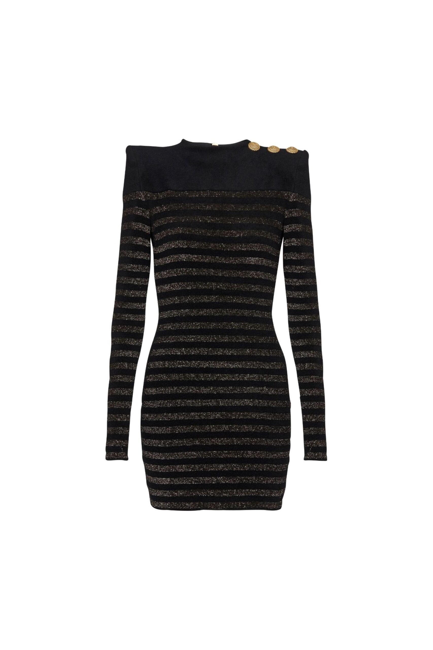 CARLIN JERSEY STRIPE LONG SLEEVE MINI BLACK DRESS