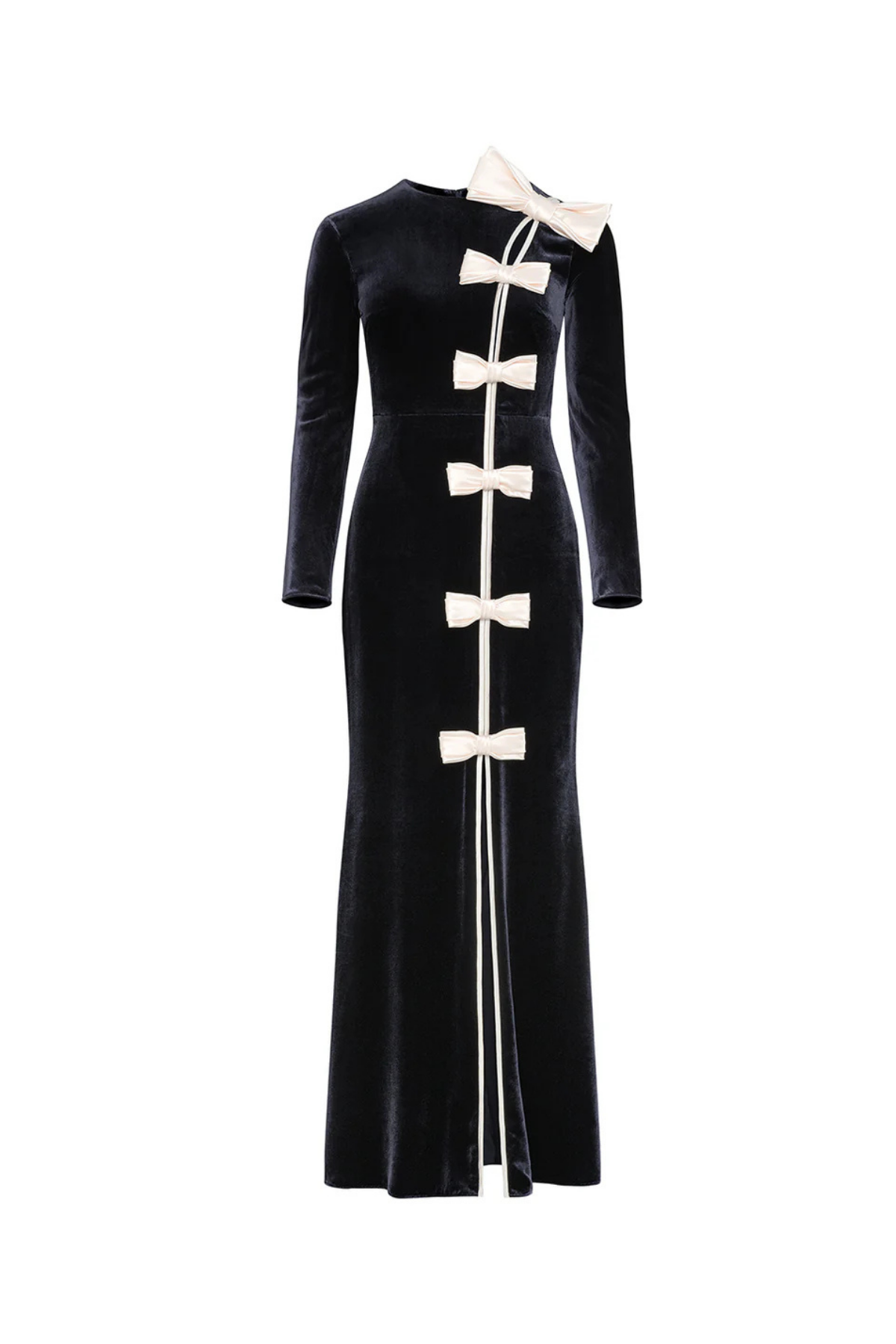VICTORIA BOW VELVET MAXI DRESS FOR EVENTS