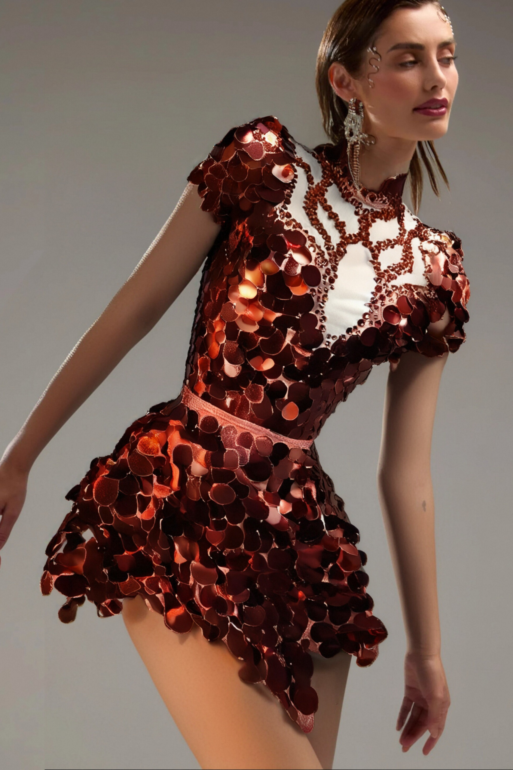 HELENE BURGUNDY SEQUIN DIAMANTE PARTY SET