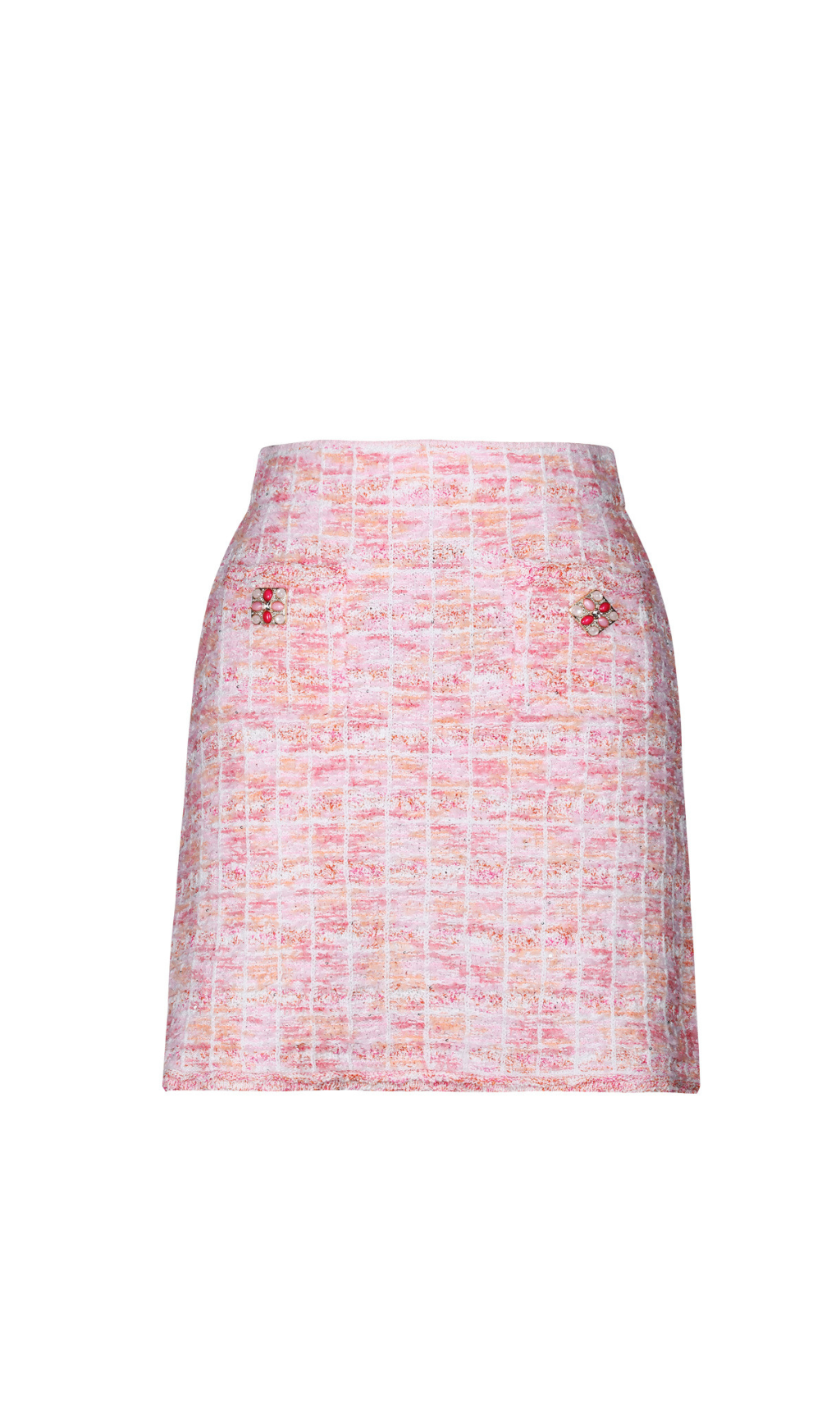PINK CHECK KNIT SKIRT FOR WORK