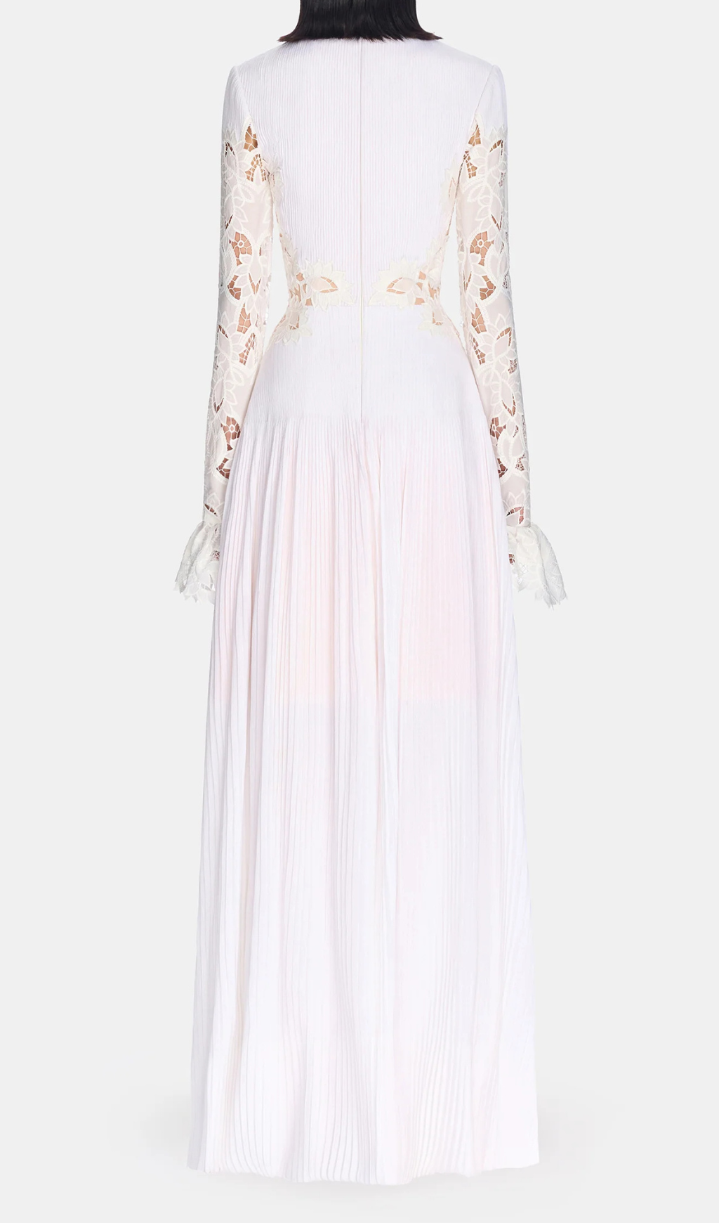 LACE EMBROIDERED HOLLOW WHITE MAXI DRESS