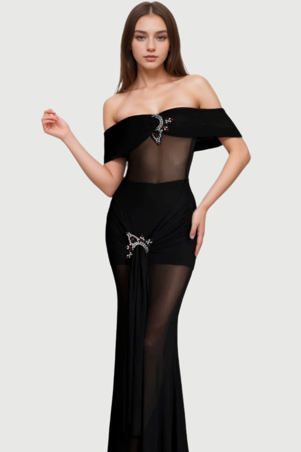 4_e4d2c7d5-7307-4d1c-b77b-432894d16d85 BLACK SHEER MESH CRYSTAL DRESS EVENING