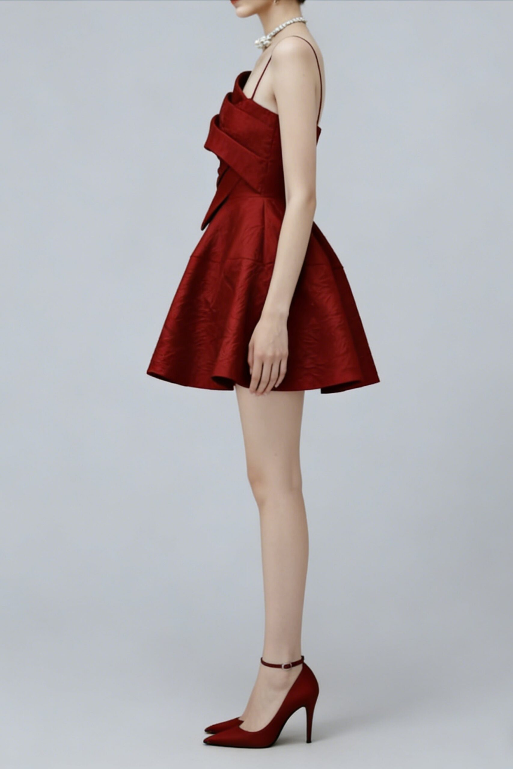 STRAPY HEM RED MINI DRESS FOR PARTY