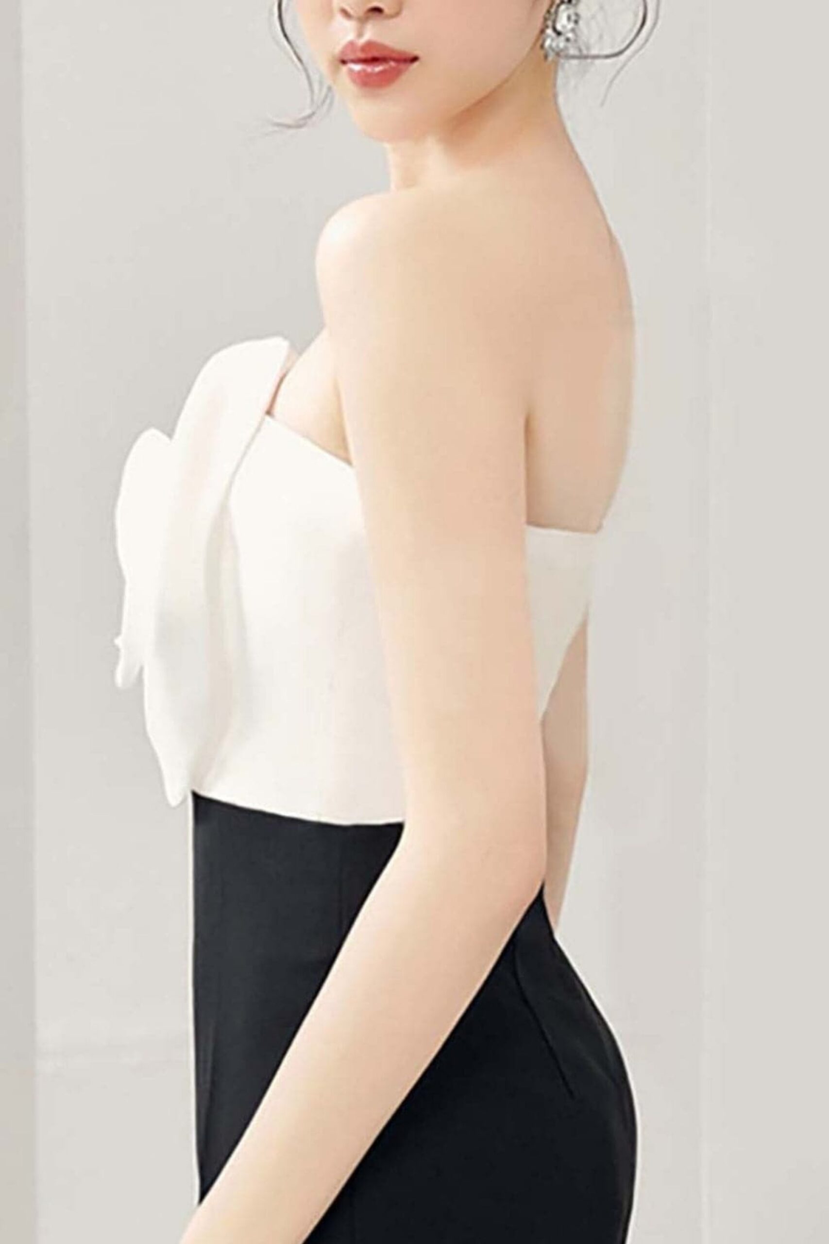 3D FLOWER STITCH JUMPSUIT BLACK EVENING