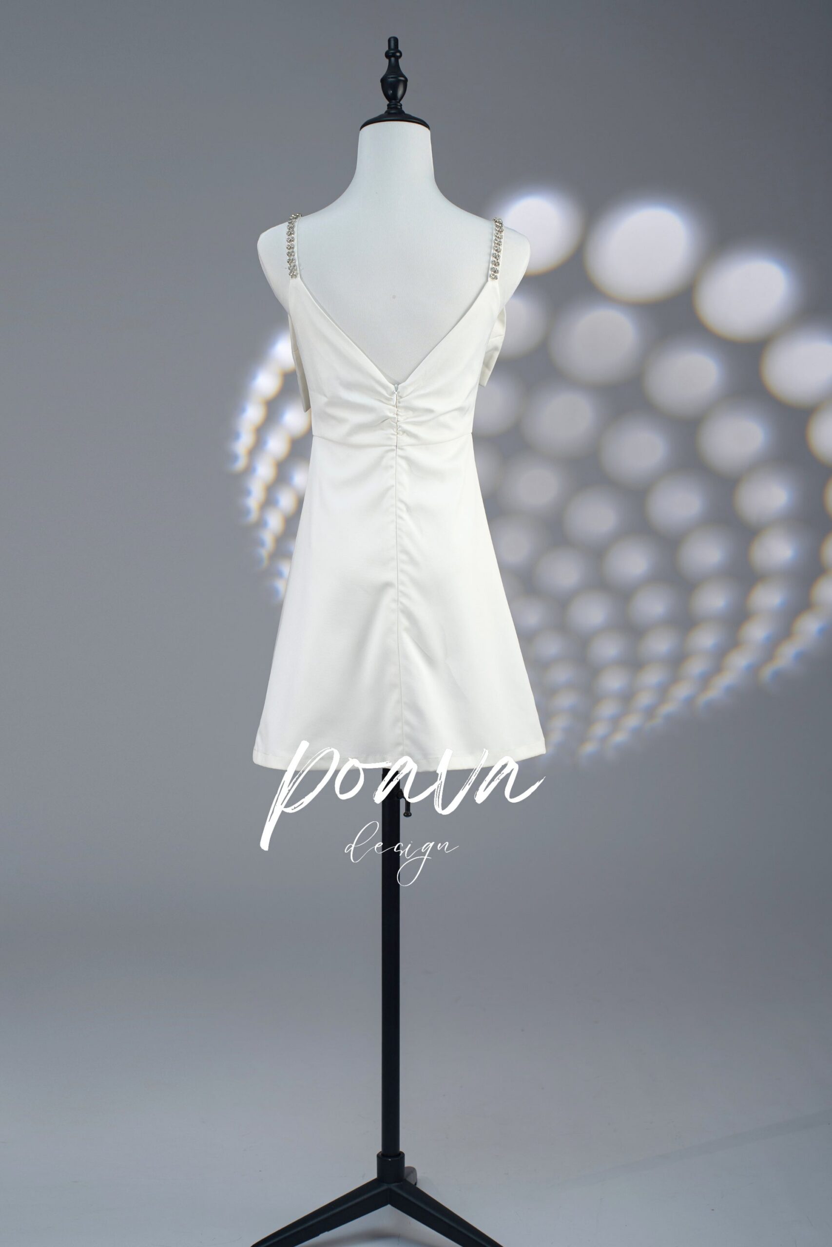 A-LINE WHITE BOW MINI DRESS FOR PARTY