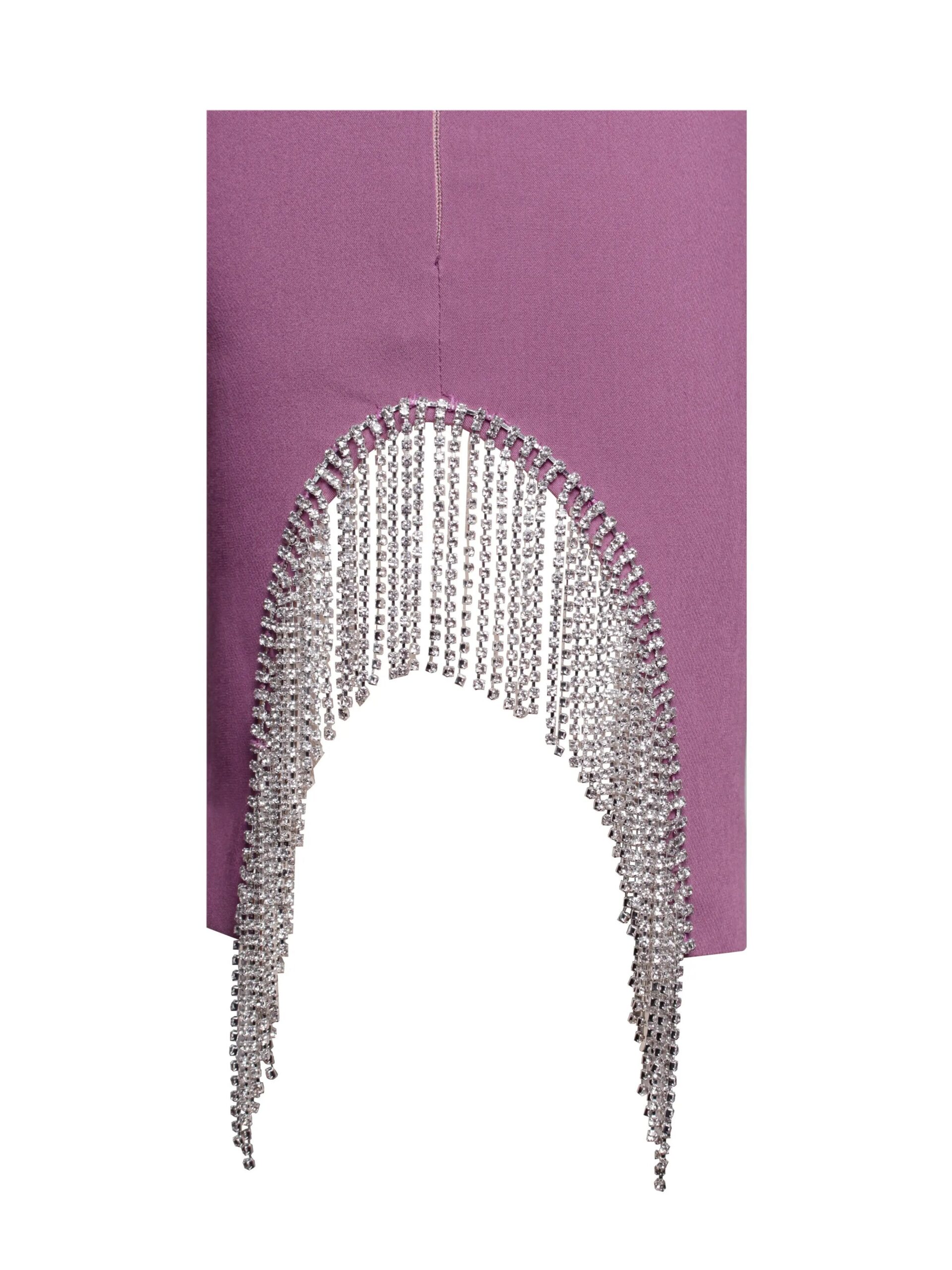 PURPLE CRYSTAL FRINGE 2PC SET PARTY OUTFIT