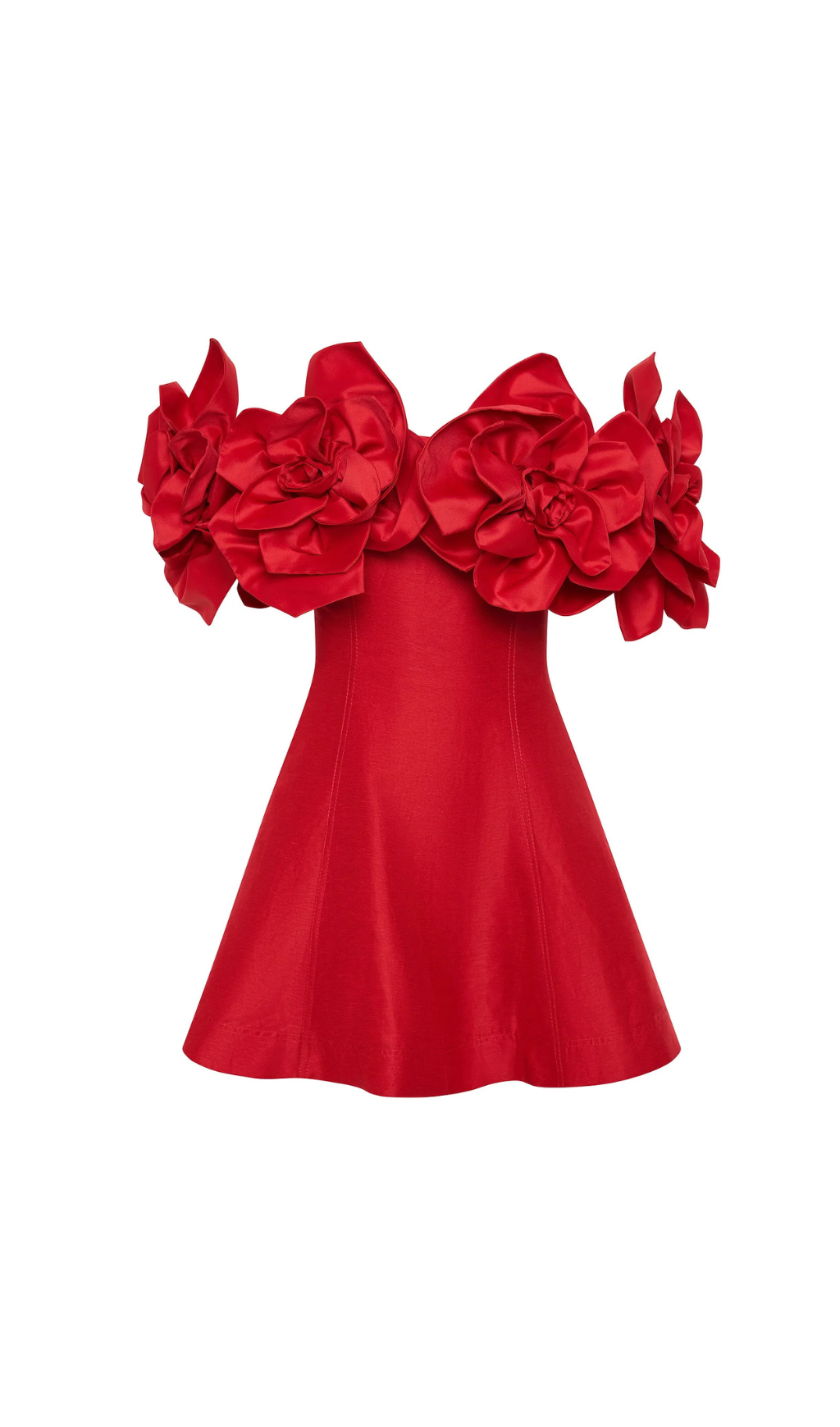 ETTA STRAPLESS RED MINI DRESS, FLORAL PARTY