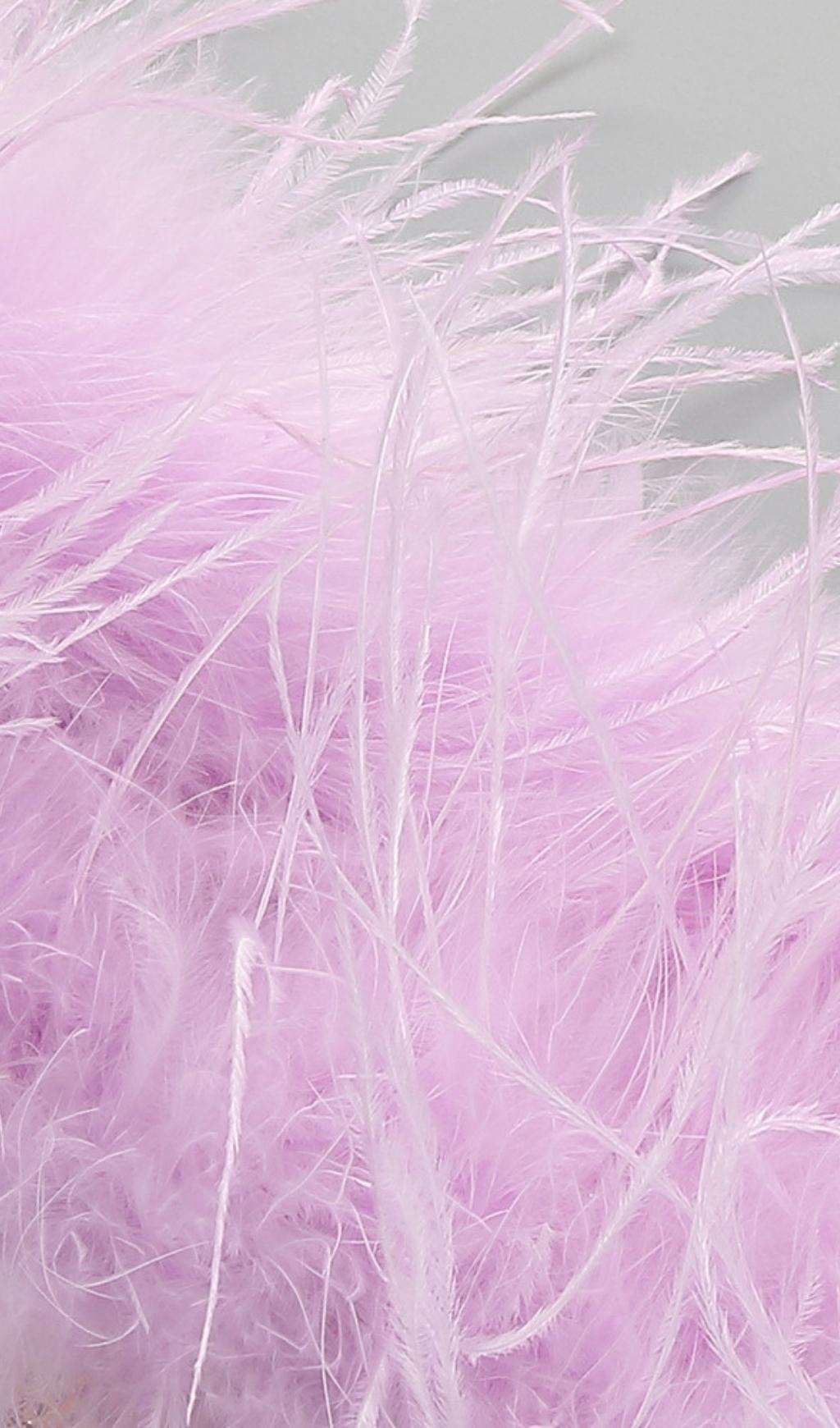 FEATHER SEQUIN PURPLE MIDI DRESS FOR PARTY