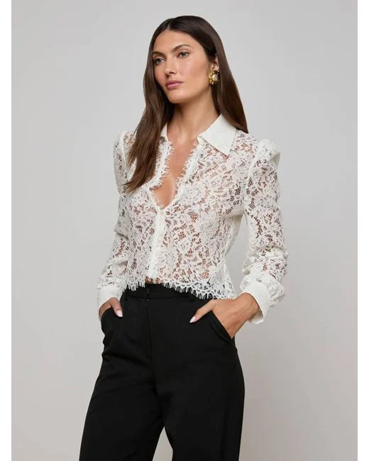 AGENCE ANITA WHITE LACE BLOUSE FOR WEDDING