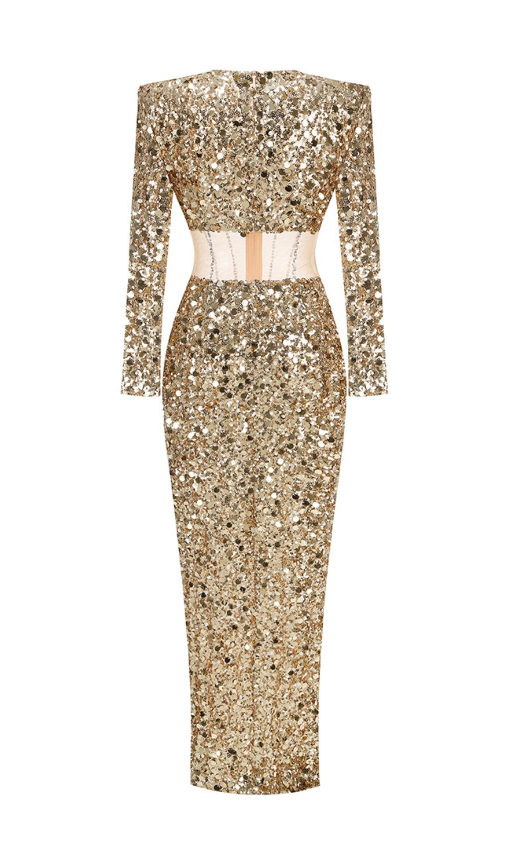 GOLD SEQUIN MAXI DRESS FOR HOLIDAY PARTIES