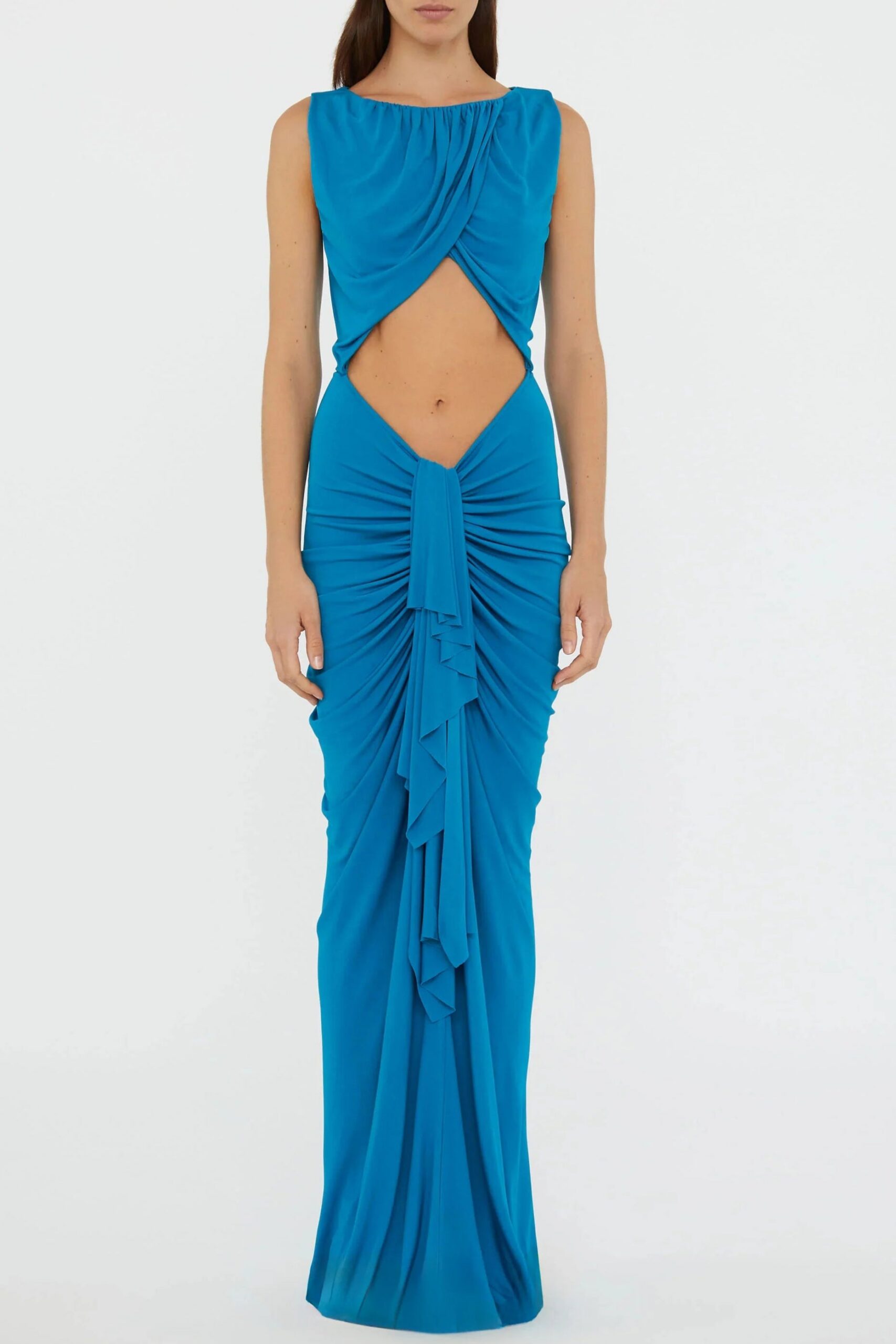 LILY DRAPE DISCONNECT MAXI DRESS, BLUE, COCKTAIL