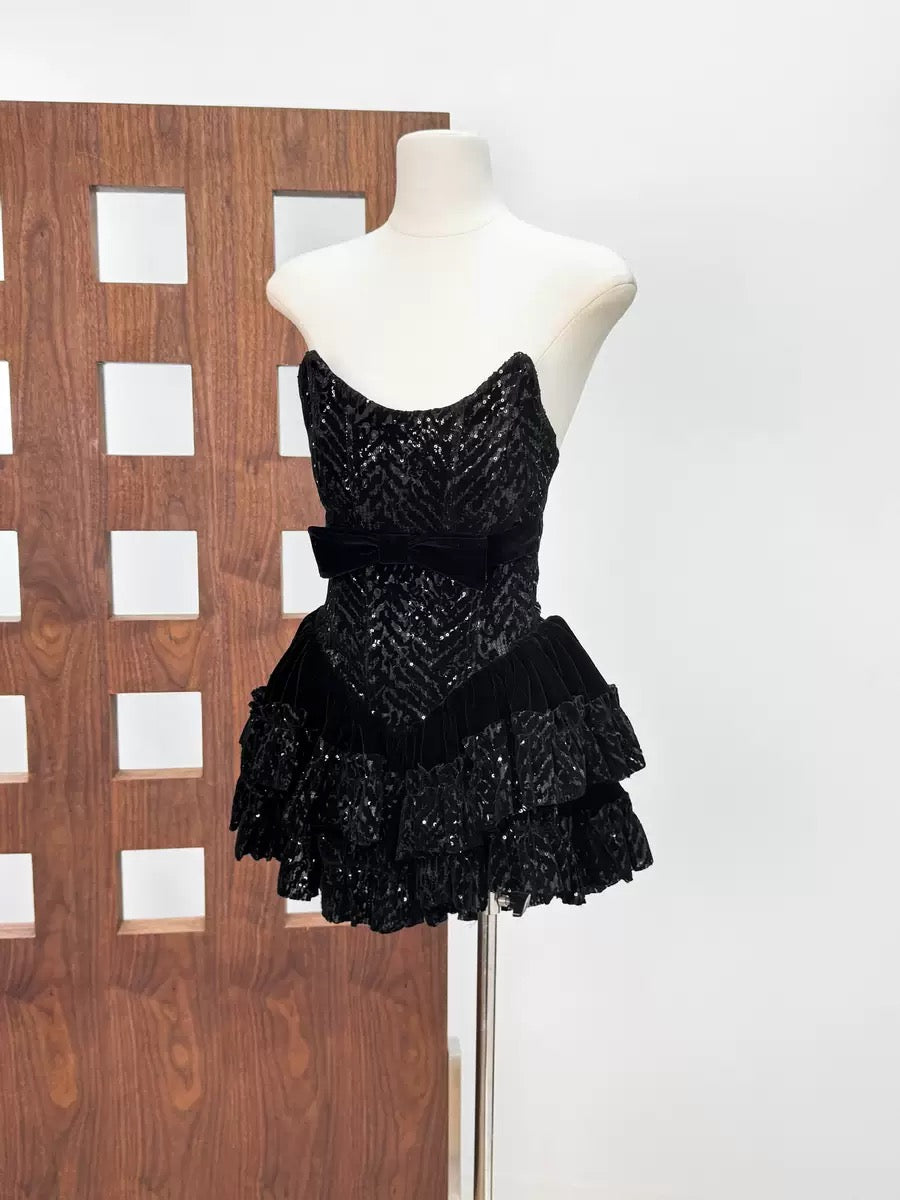 SYRAZA STRAPLESS SEQUIN MINI DRESS