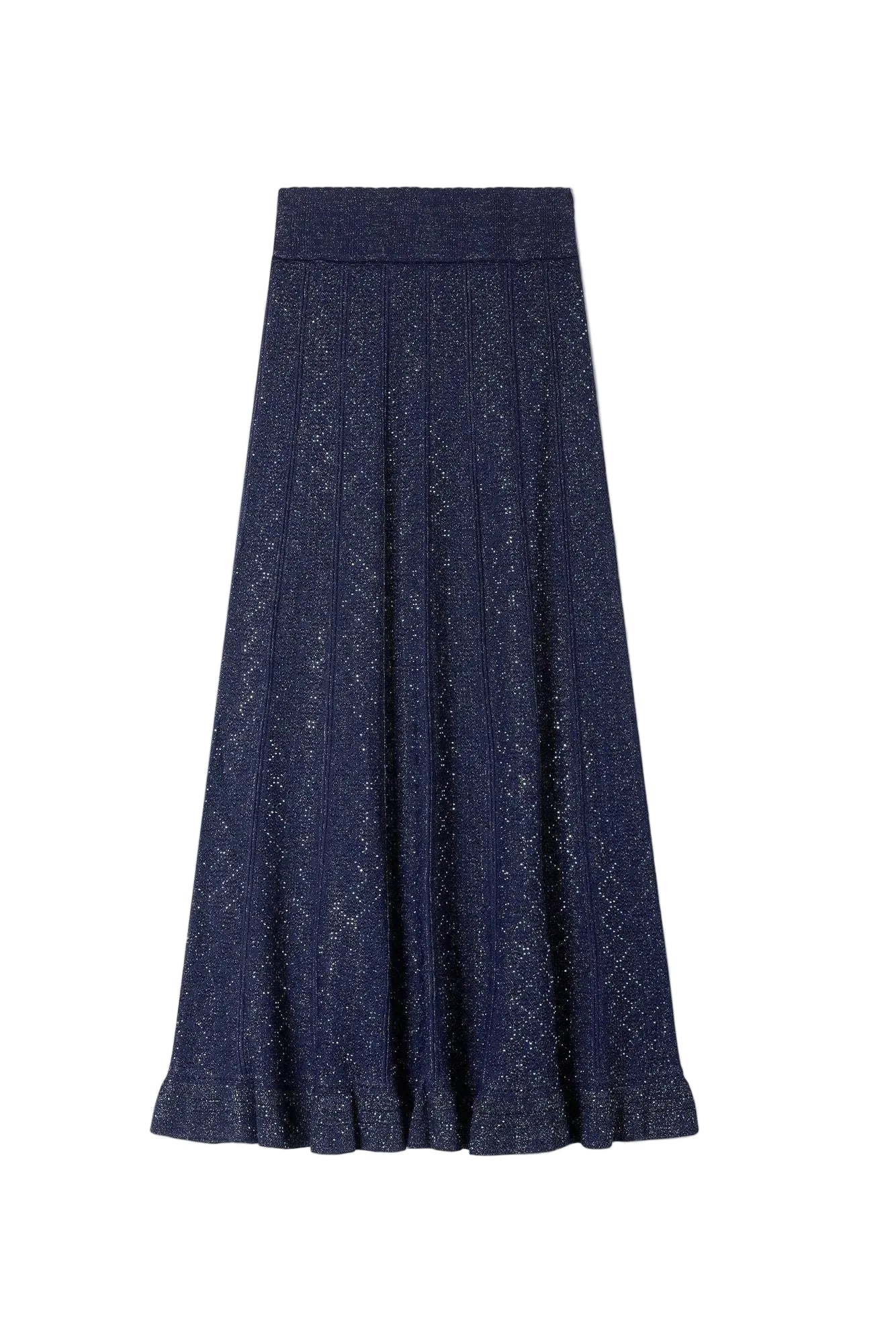 NAVY RHINESTONE KNIT MAXI SKIRT FOR EVENING