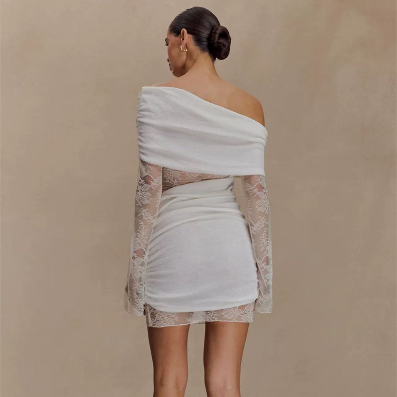 WHITE LACE STRAPLESS PARTY MINI DRESS