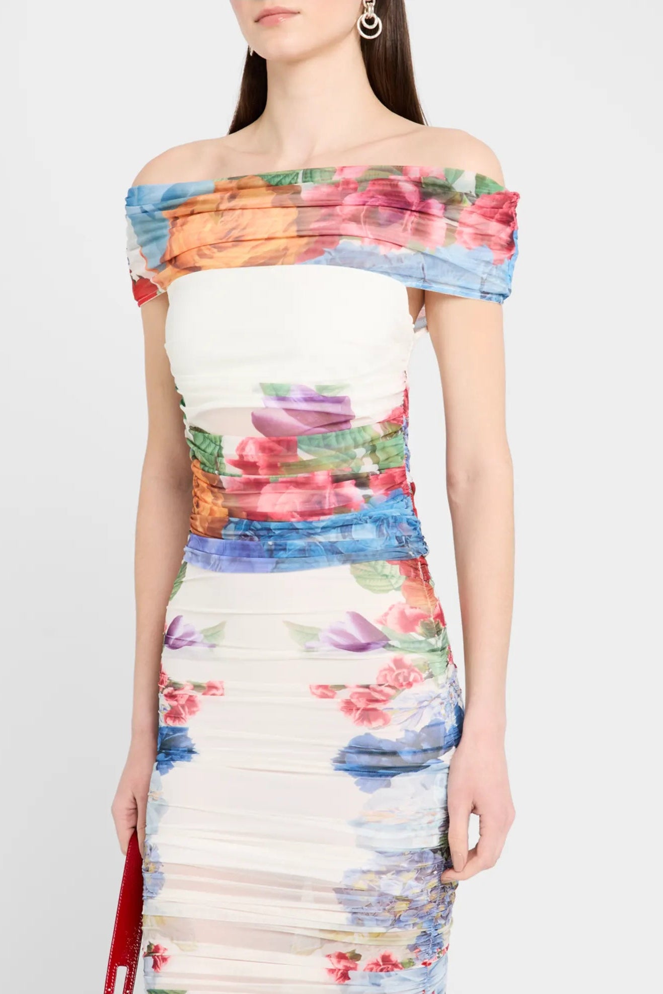 SHIRLEY WHITE OFF-SHOULDER FLORAL RUCHED SET
