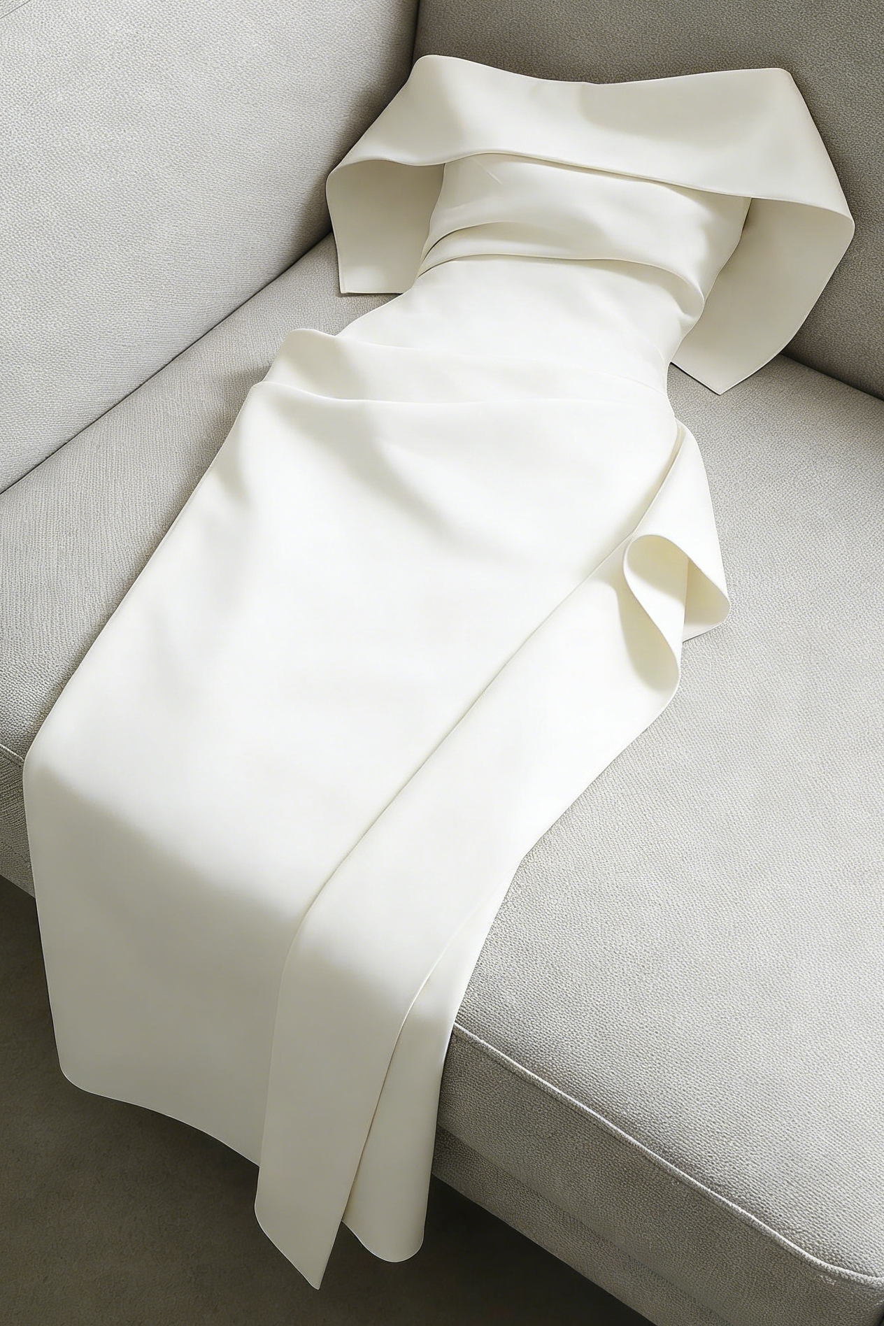 ARENE SHEATH MIDI DRESS, DIAGONAL NECK, SPANDEX COCKTAIL
