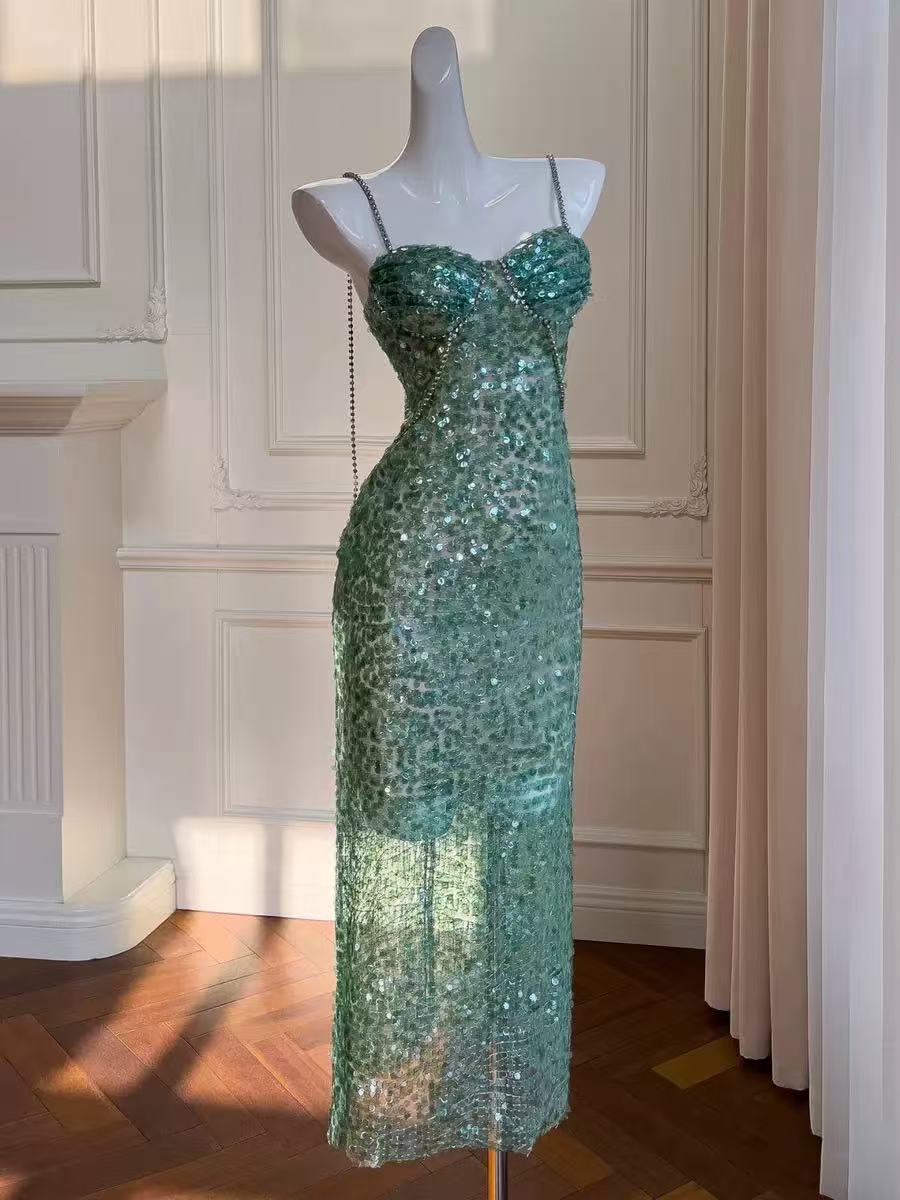4f9627cbaf9804406a2af4e7ad4cedca PRIMILI RHINESTONE STRAP SEQUIN MIDI DRESS FOR PARTY