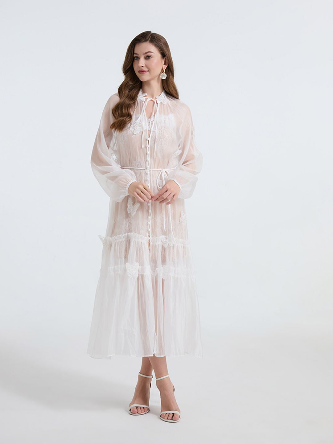 SHEER LACE MAXI DRESS, WHITE WEDDING GUEST