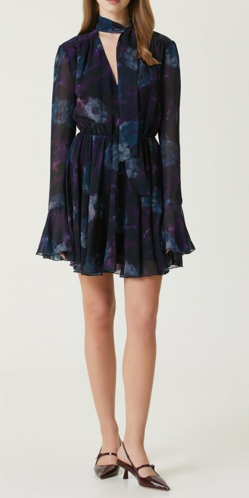 Purple Floral Cocktail mini Dress