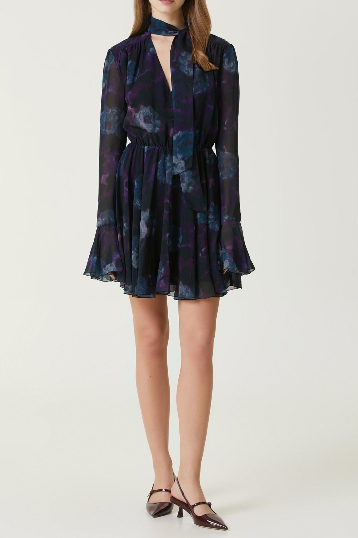 PURPLE FLORAL COCKTAIL MINI DRESS FOR PARTY