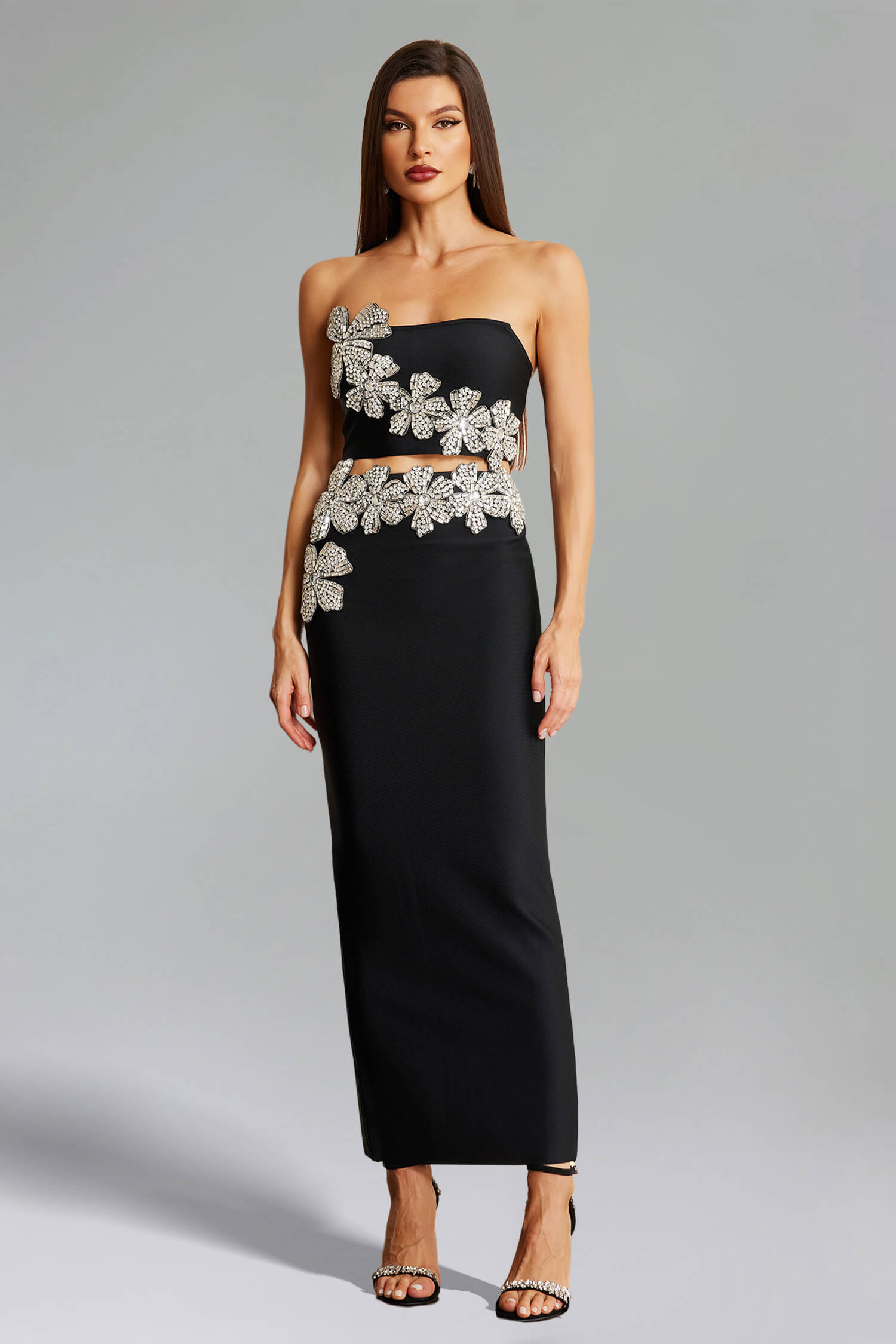 5-16_1 DAZZLING DIAMOND FLOWER LONG SET - ELEGANT PARTY STYLE