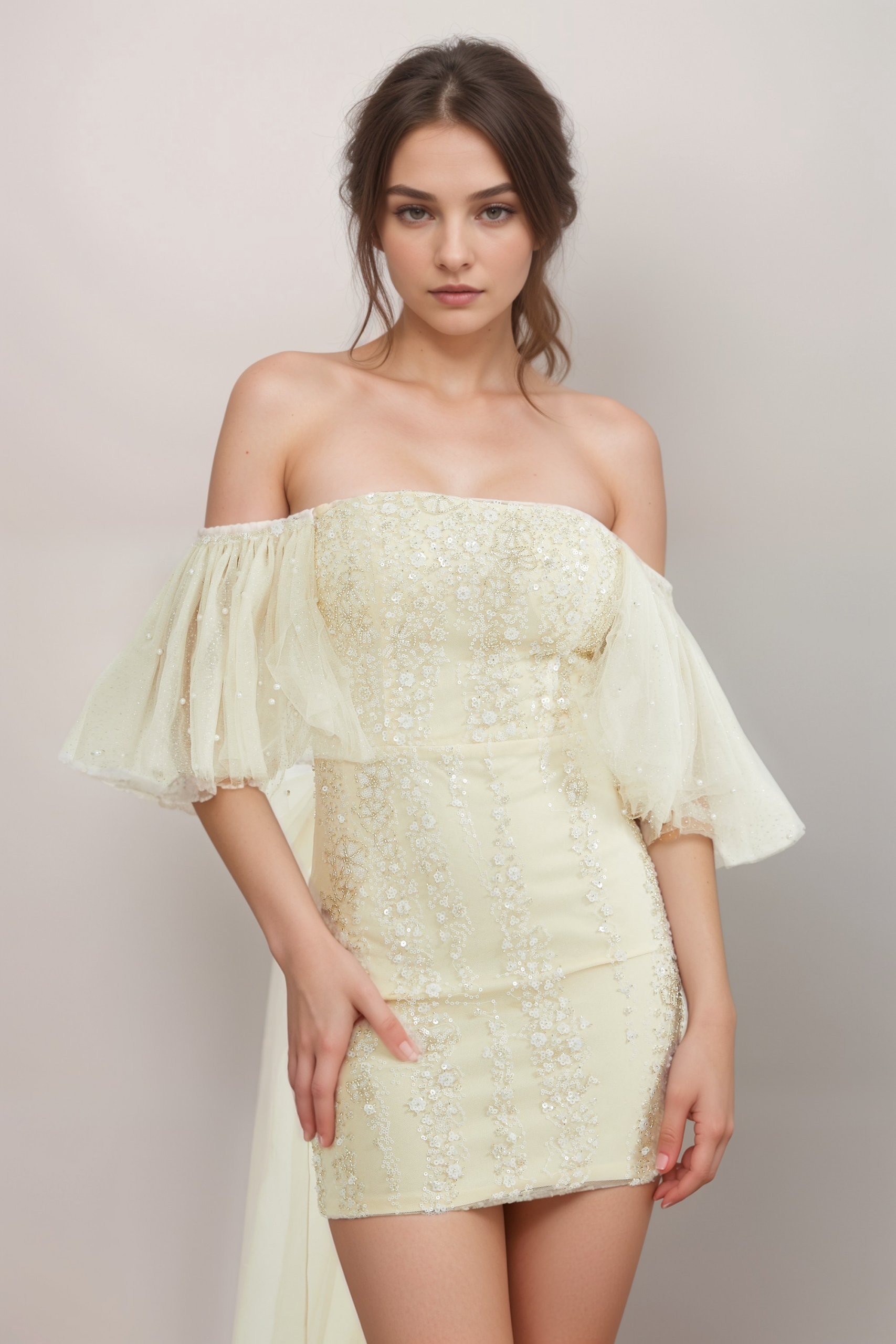 COLINE SEQUIN MESH PARTY DRESS