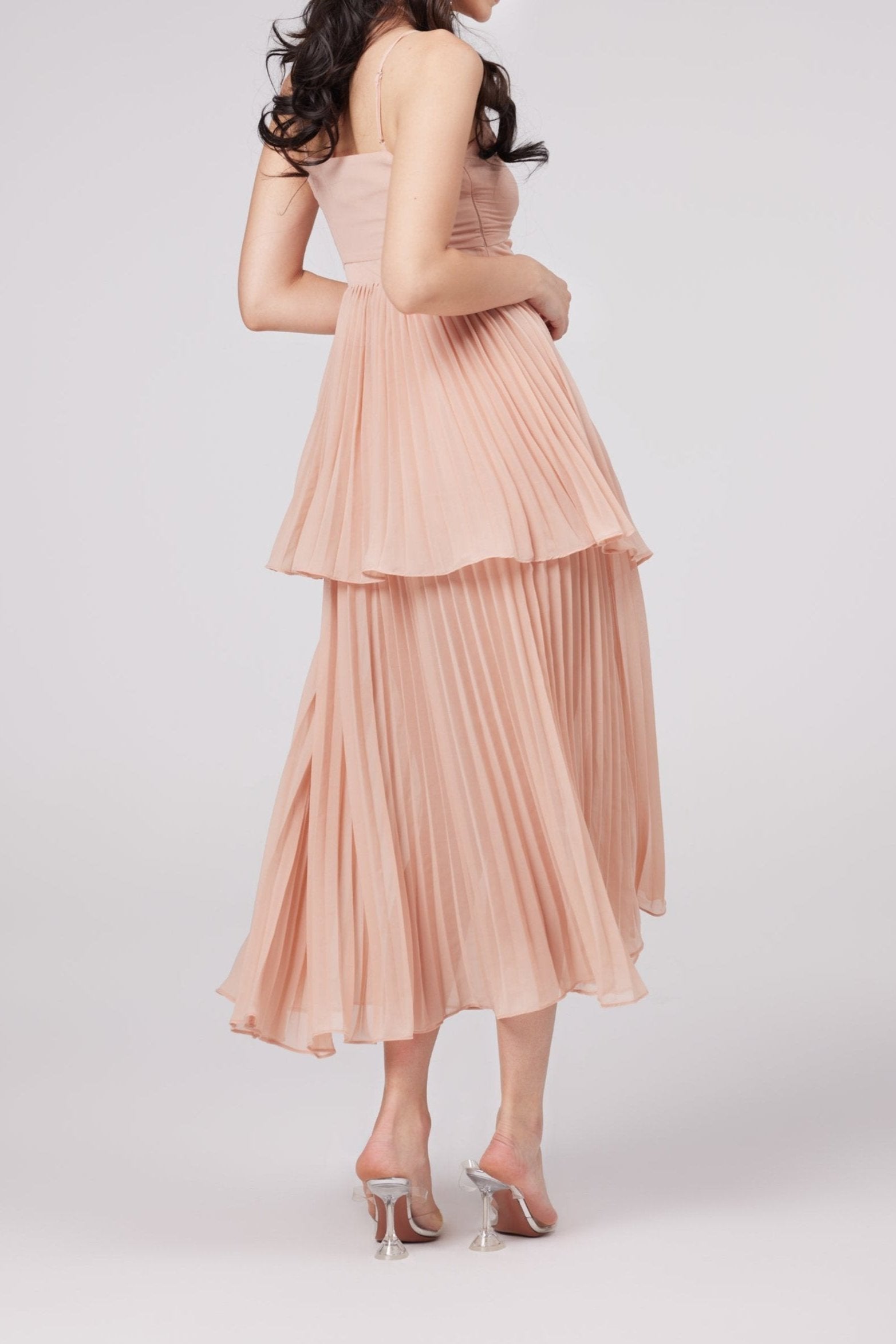 OLYMPE PINK A-LINE DRESS FOR WEDDING GUEST