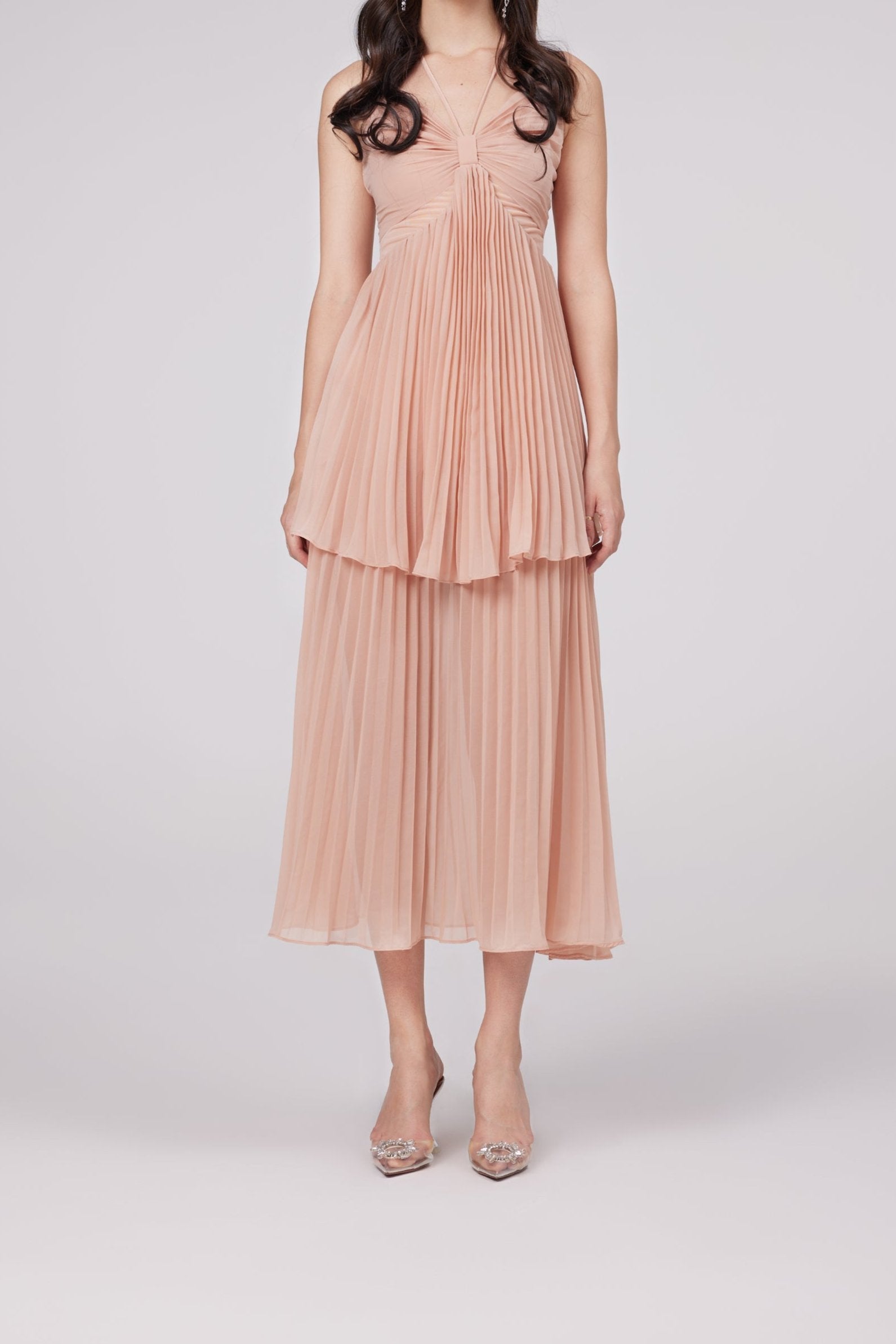 OLYMPE PINK A-LINE DRESS FOR WEDDING GUEST