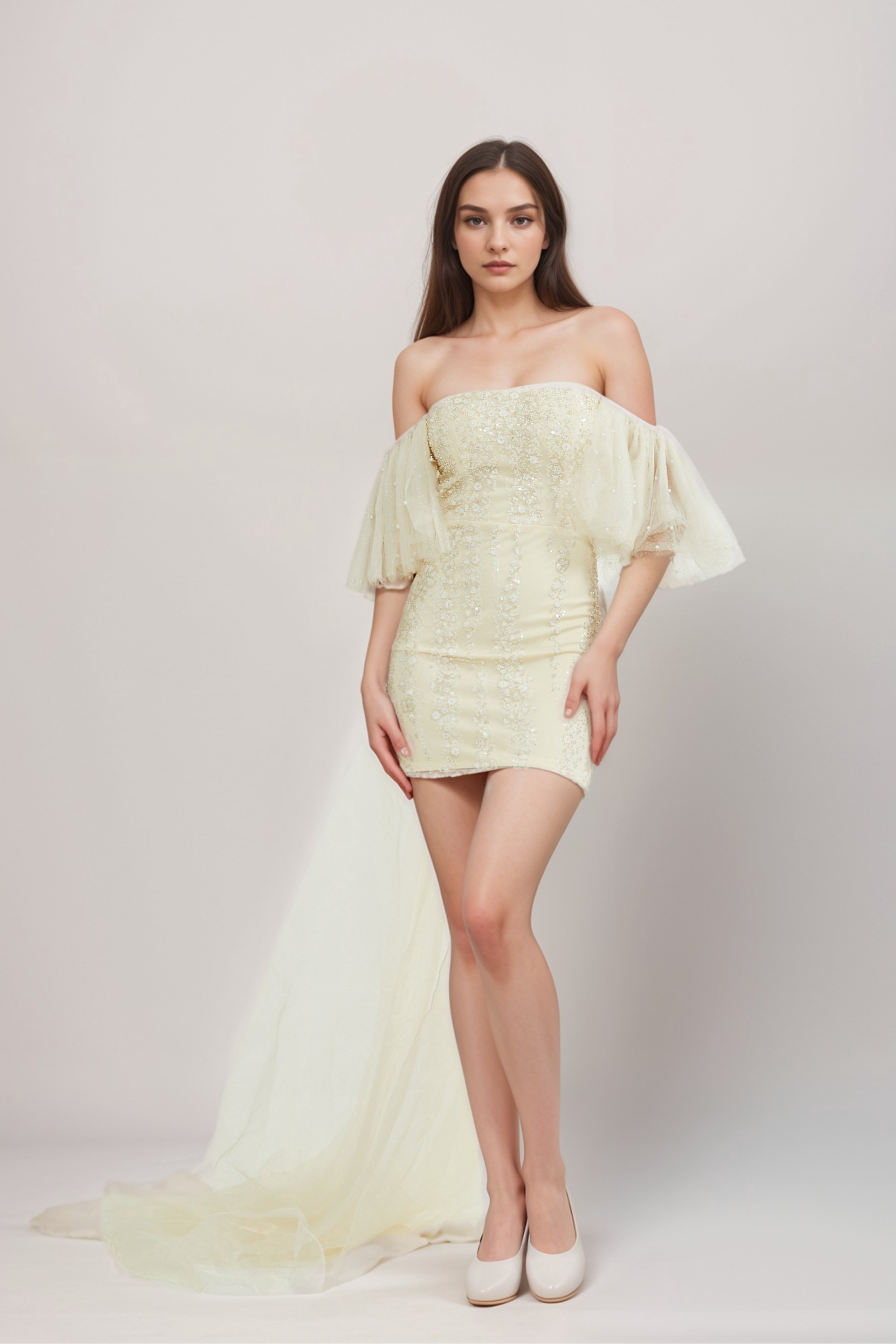 COLINE SEQUIN MESH PARTY DRESS
