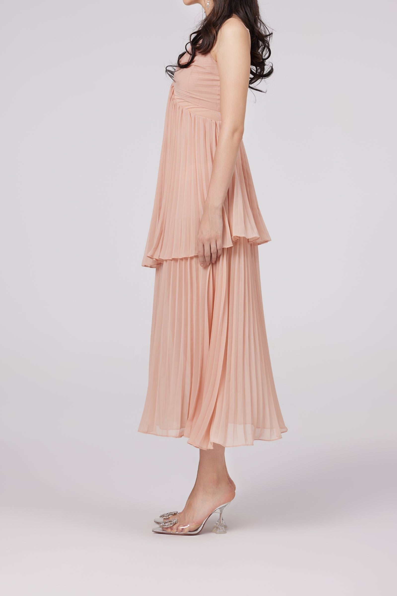 OLYMPE PINK A-LINE DRESS FOR WEDDING GUEST