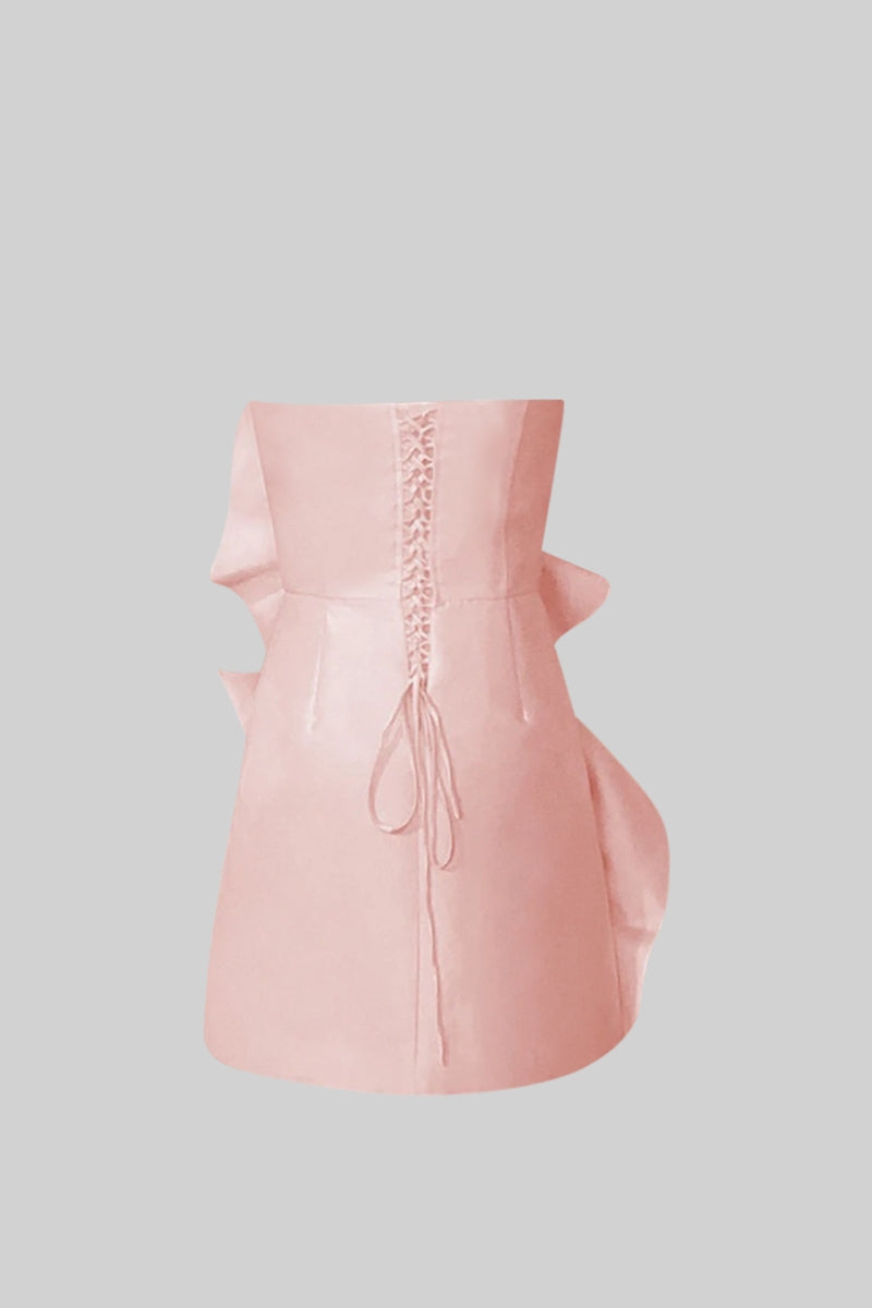 50 VOLUMINOUS FLOWER MIDI DRESS - PINK PARTY