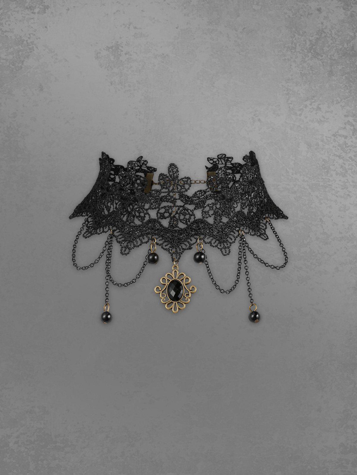 5029055_01_7897a2c9-2bdc-4fdf-af60-61e3a40b1184 GOTHIC VINTAGE LACE CHOKER NECKLACE WITH CHAINS