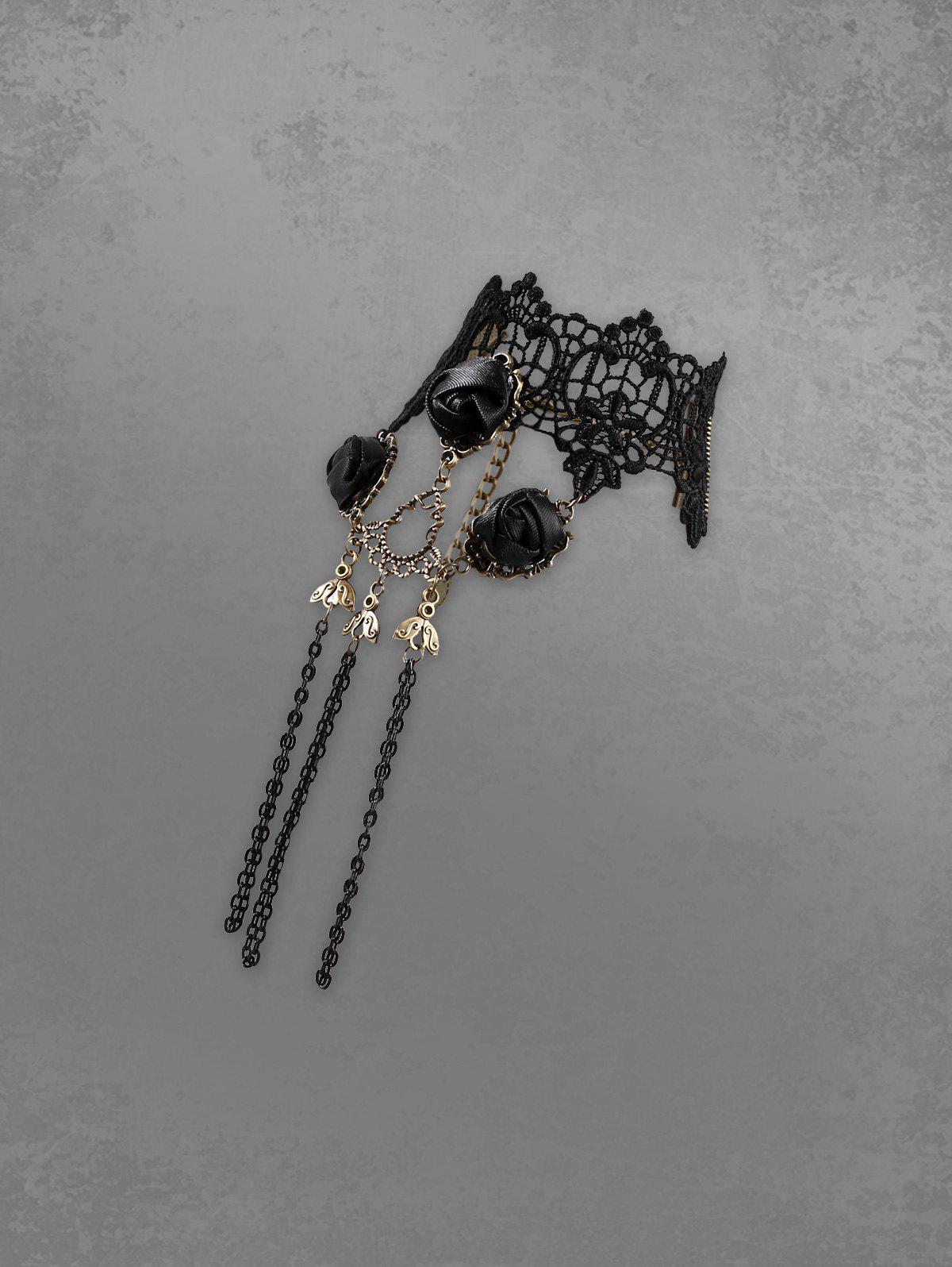 GOTHIC VINTAGE LACE ROSE FINGER RING BRACELET