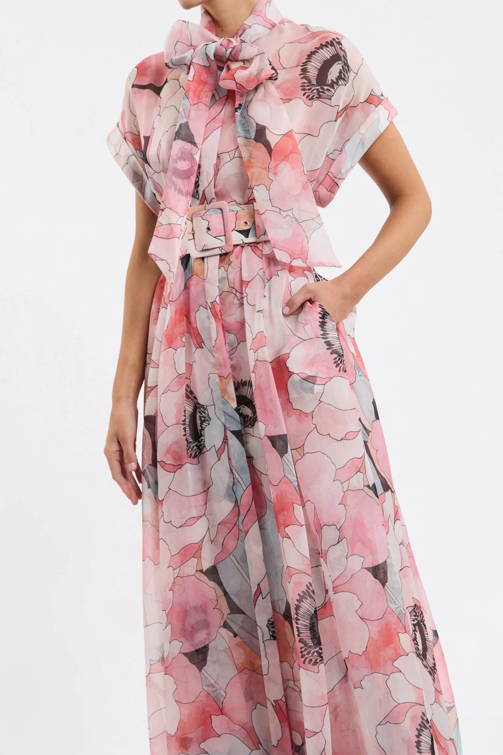 FLORAL SILK ORGANZA MAXI DRESS FOR WEDDINGS