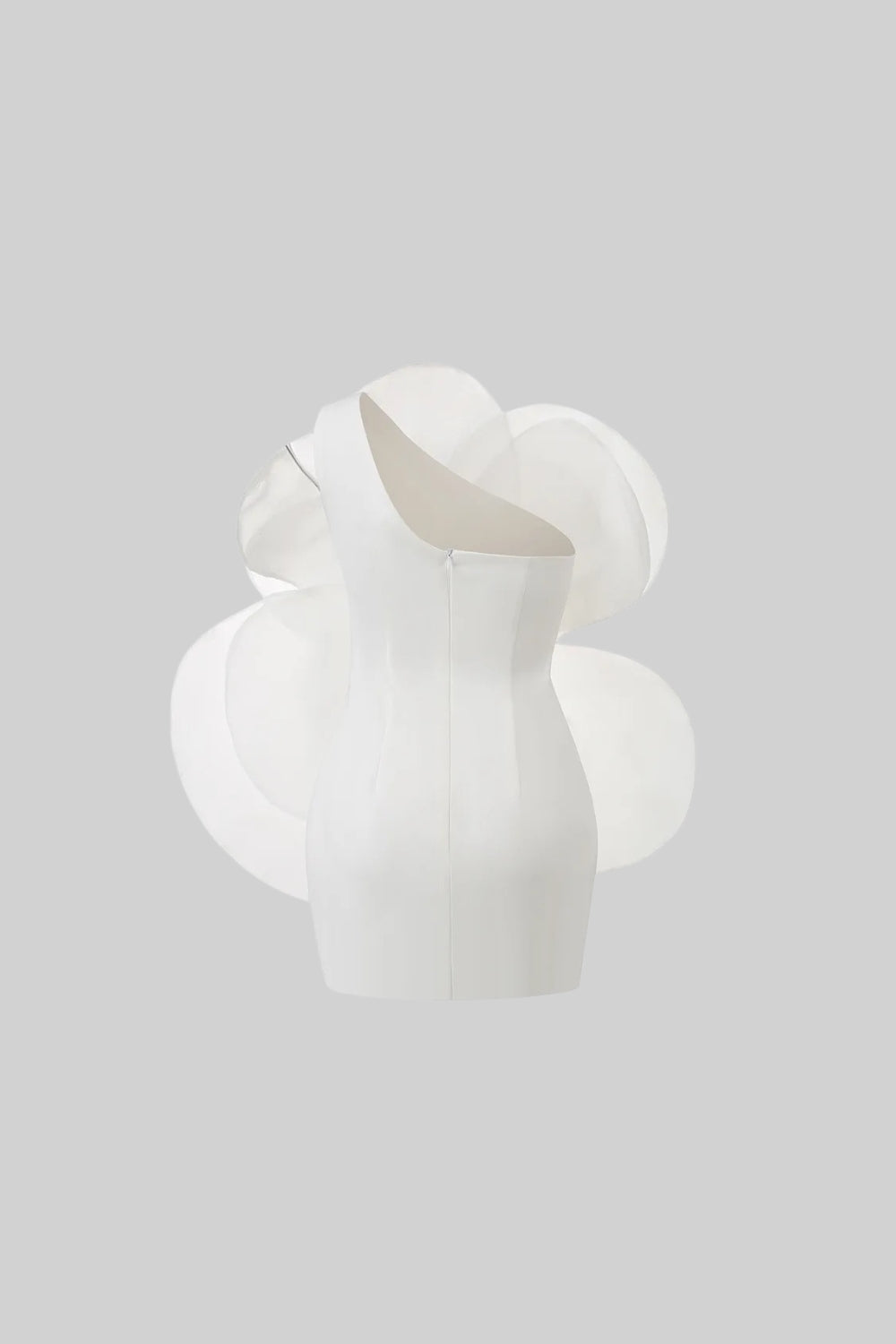 3D ORGANZA FLORAL MINI DRESS - WHITE WEDDING