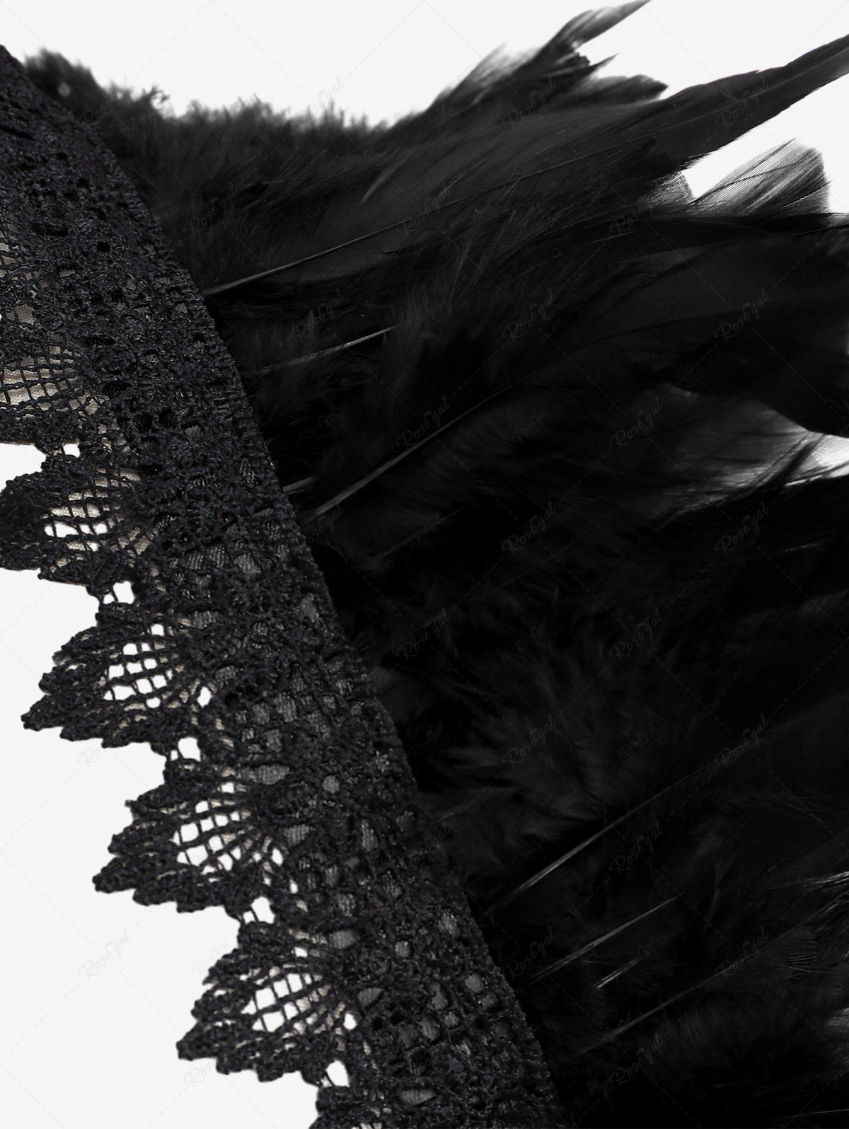 GOTHIC FEATHER LACE CAPE, CROCHET TRIM TIED BACK, WEDDING
