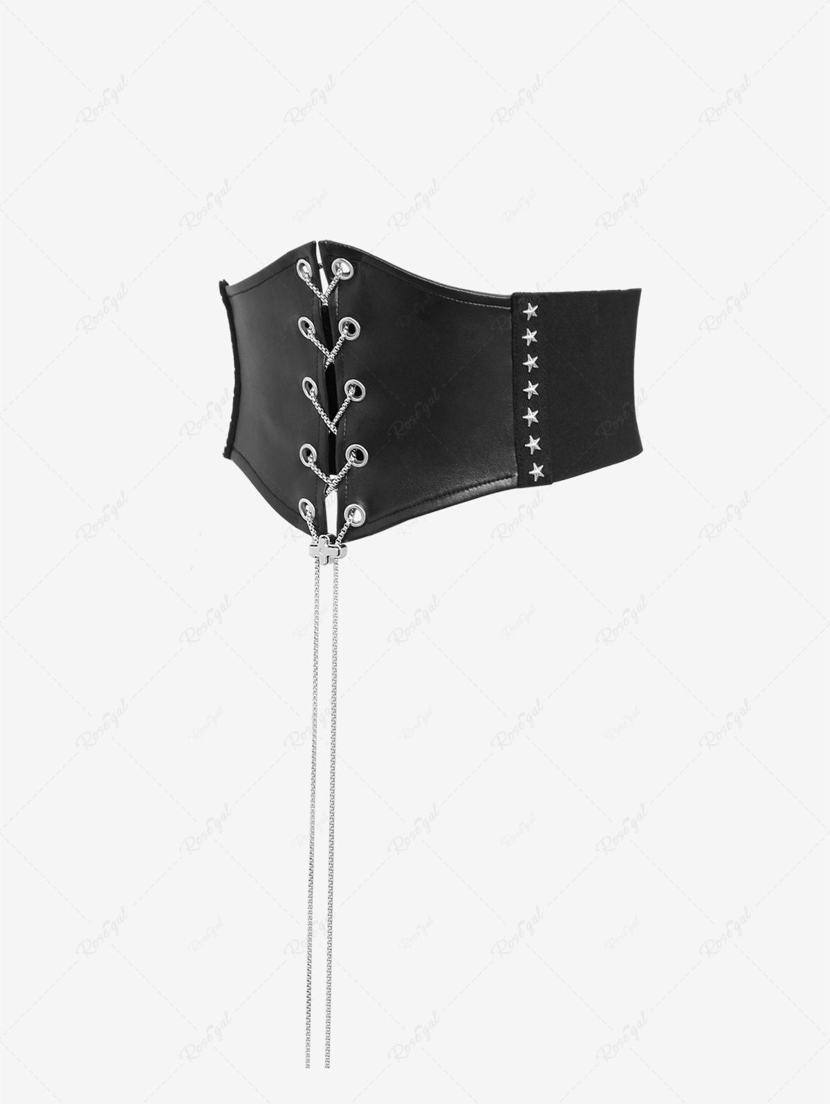 GOTHIC LACE-UP CORSET BELT WITH STAR RIVETS