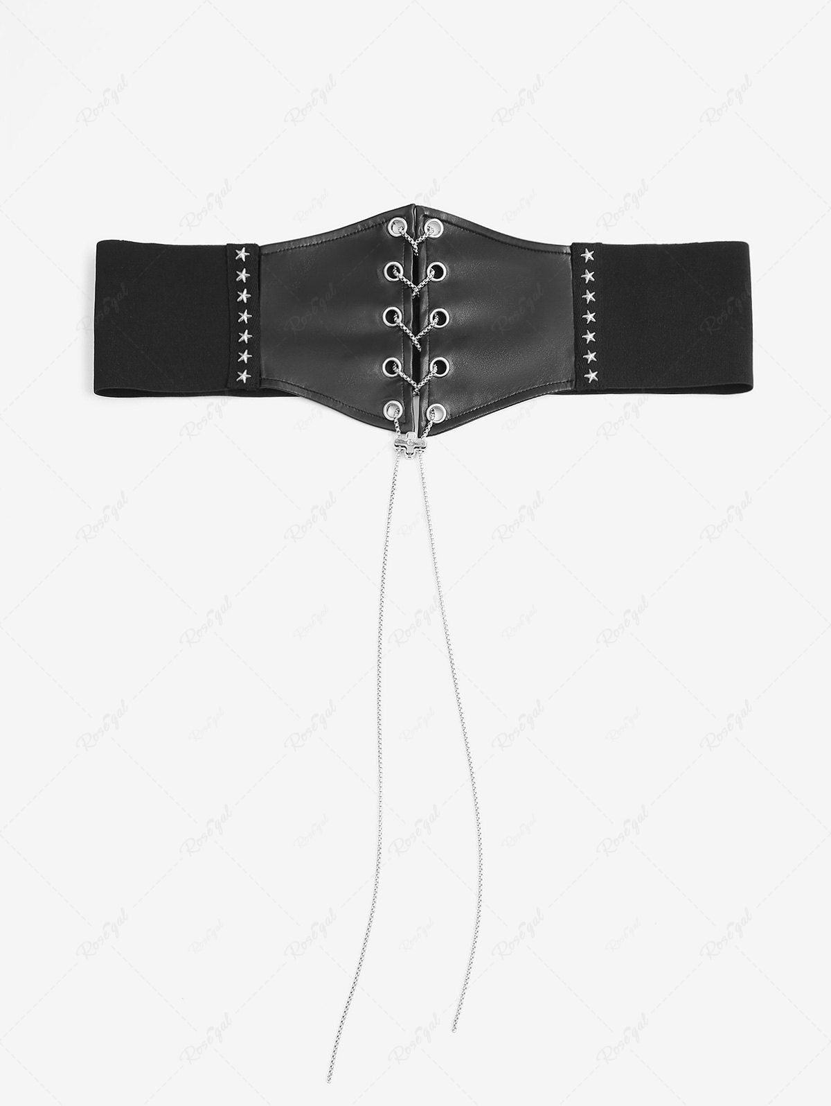 GOTHIC LACE-UP CORSET BELT WITH STAR RIVETS