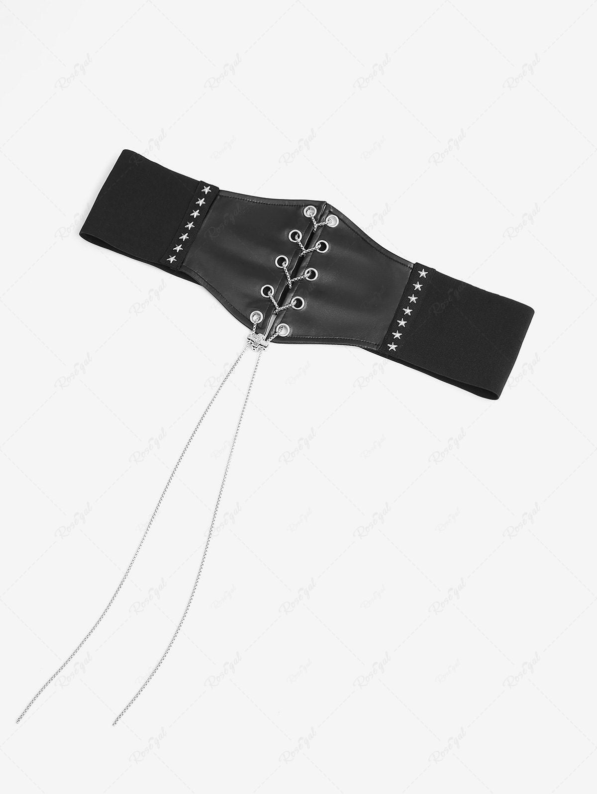 GOTHIC LACE-UP CORSET BELT WITH STAR RIVETS