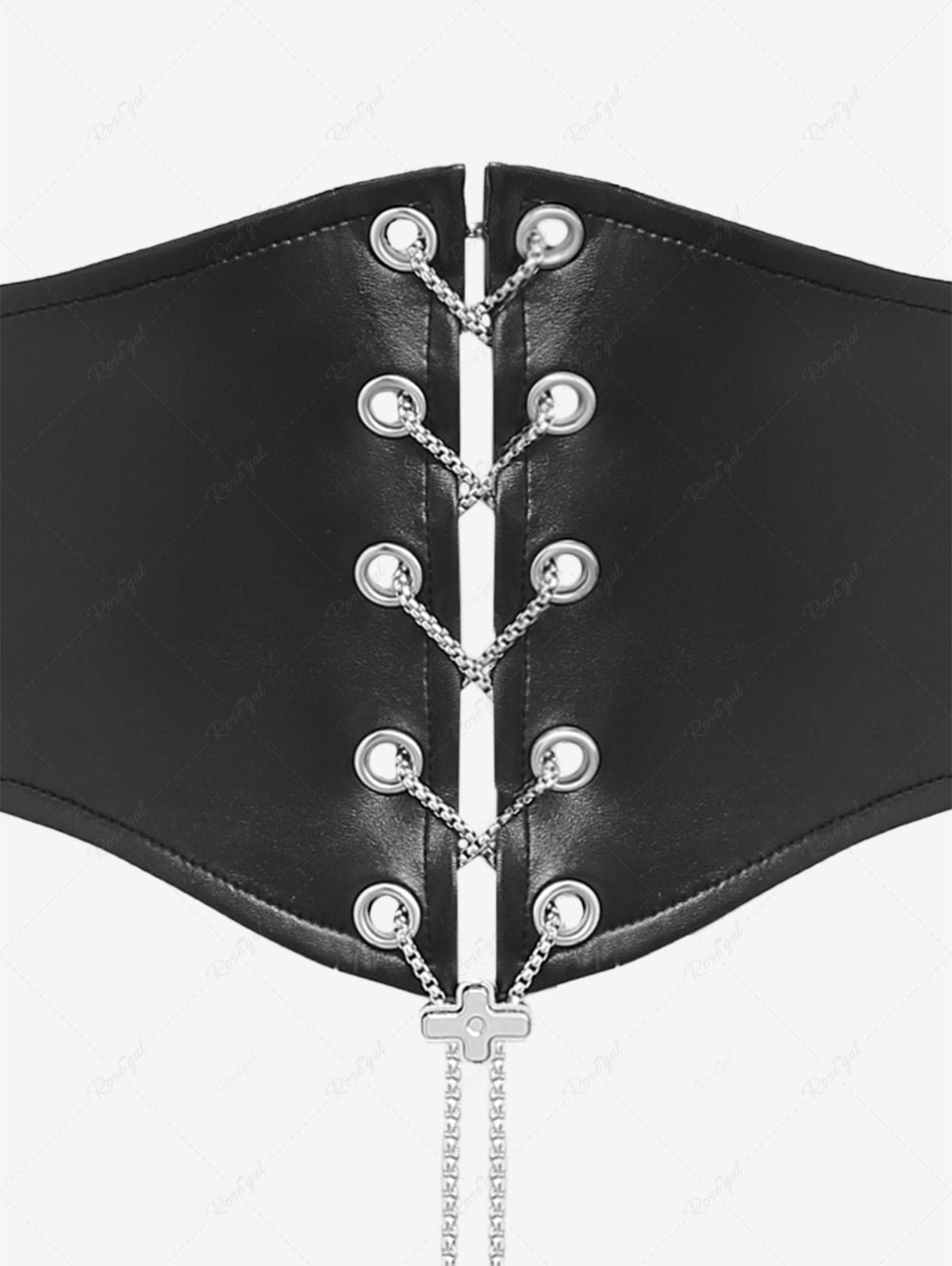 GOTHIC LACE-UP CORSET BELT WITH STAR RIVETS